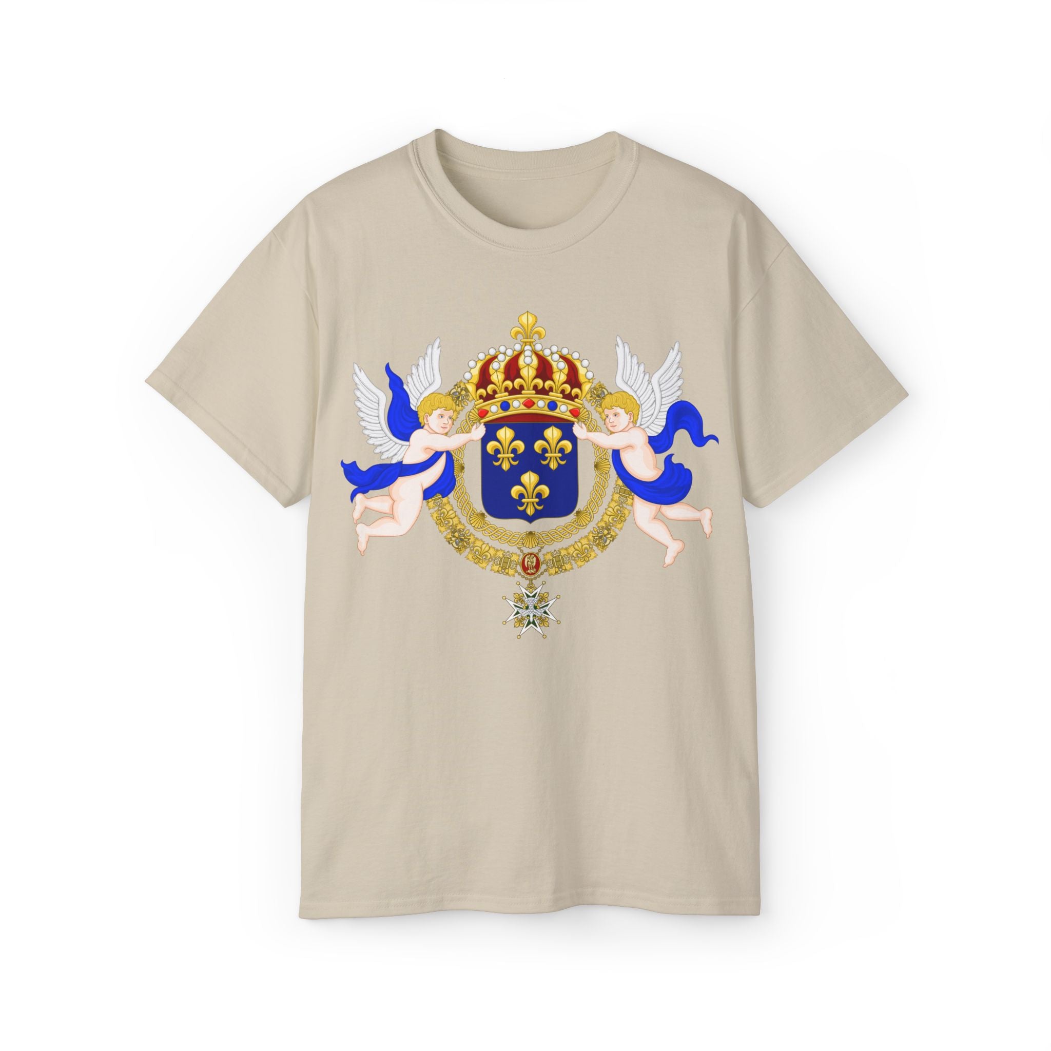 Royal Fleur-de-Lis Crest T-Shirt - Vintage Heraldic Crown Emblem Graphic Tee