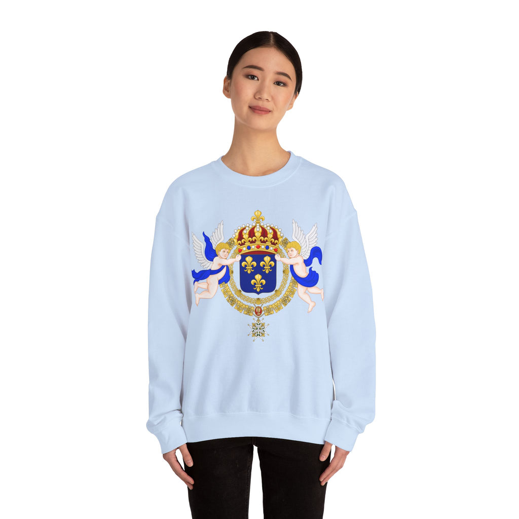 Royal Fleur-de-Lis Crest Sweatshirt - Vintage Heraldic Crown Graphic Crewneck