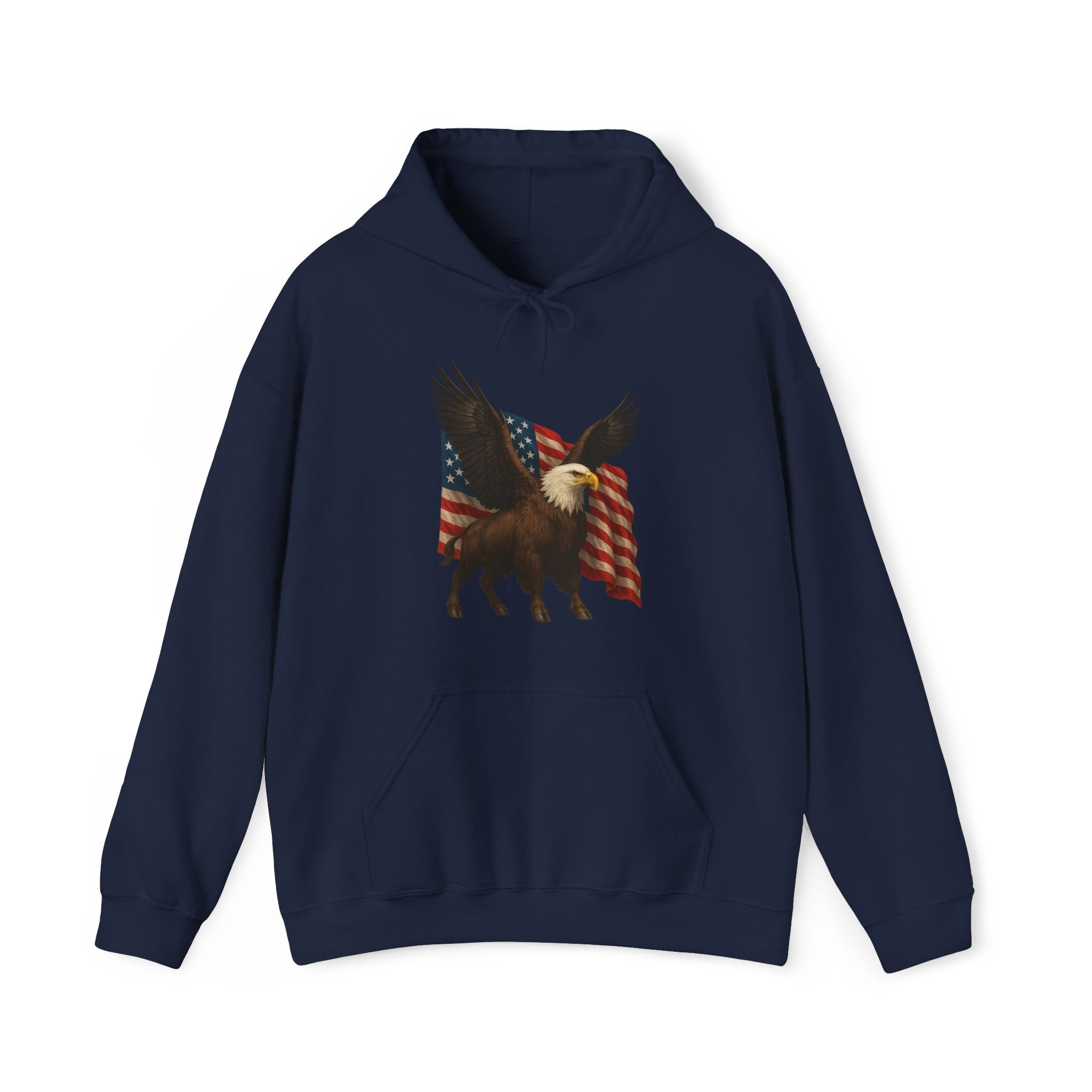 Patriotic Eagle Bison Hoodie, USA Pride Pullover