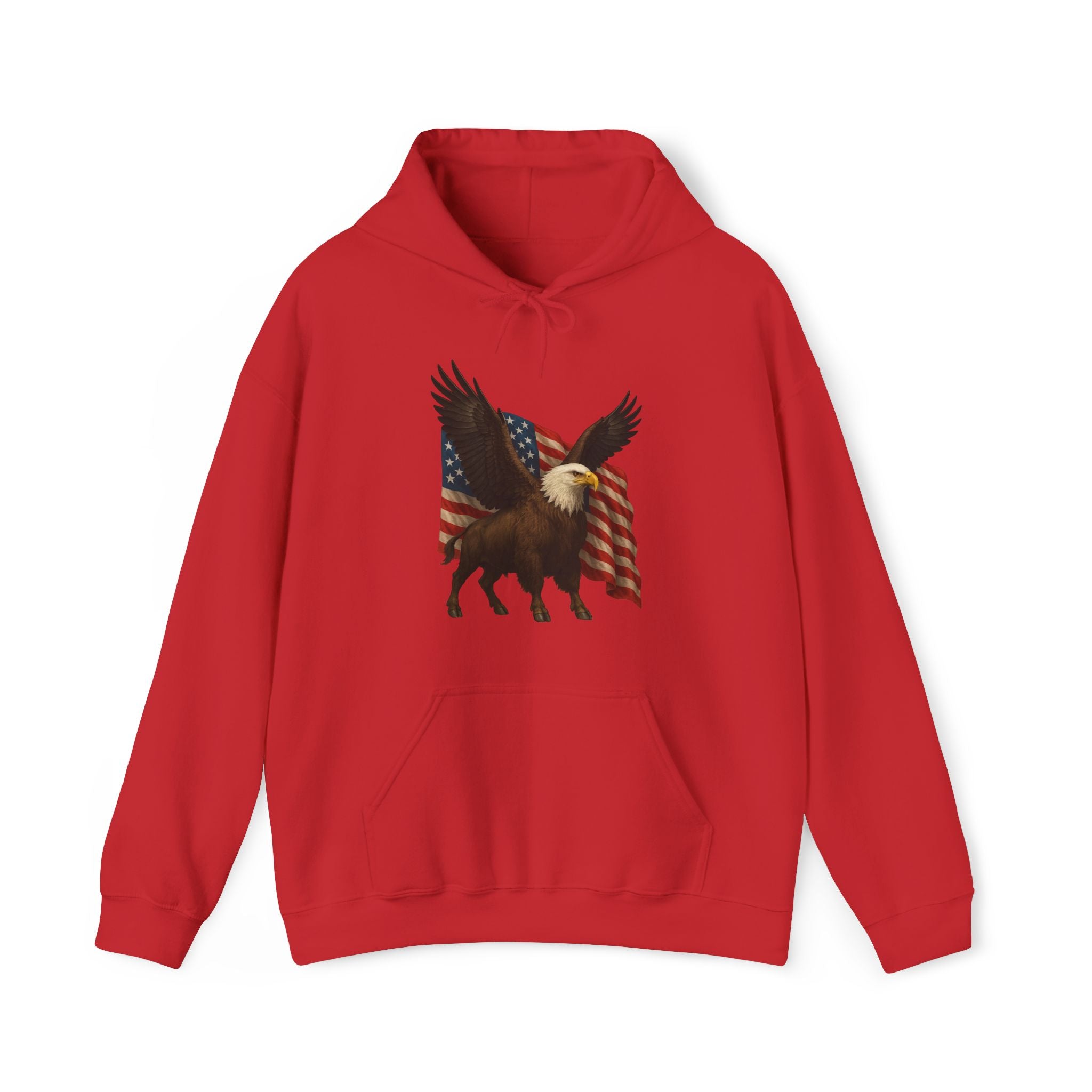 Patriotic Eagle Bison Hoodie, USA Pride Pullover