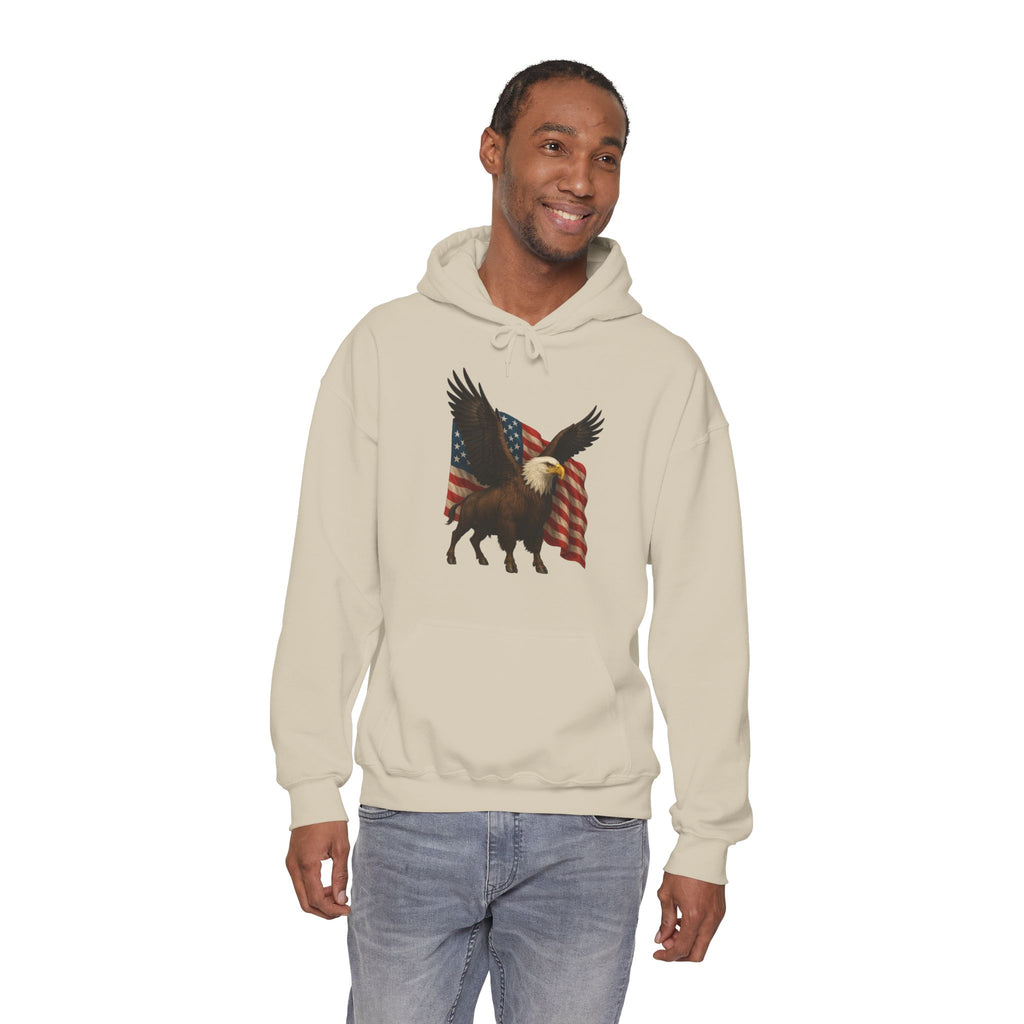 Patriotic Eagle Bison Hoodie, USA Pride Pullover