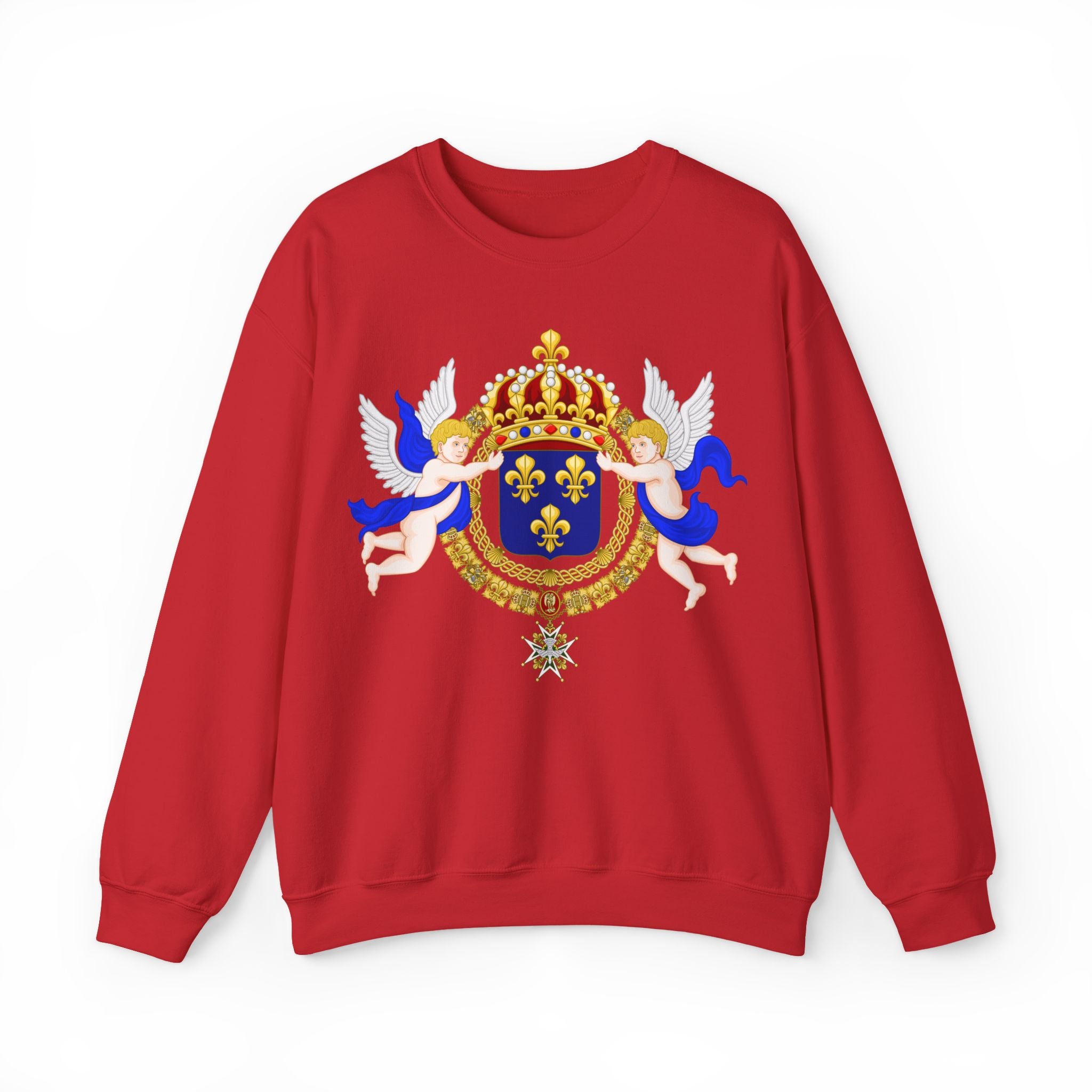 Royal Fleur-de-Lis Crest Sweatshirt - Vintage Heraldic Crown Graphic Crewneck