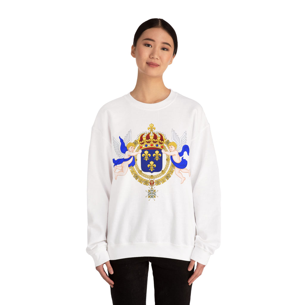 Royal Fleur-de-Lis Crest Sweatshirt - Vintage Heraldic Crown Graphic Crewneck