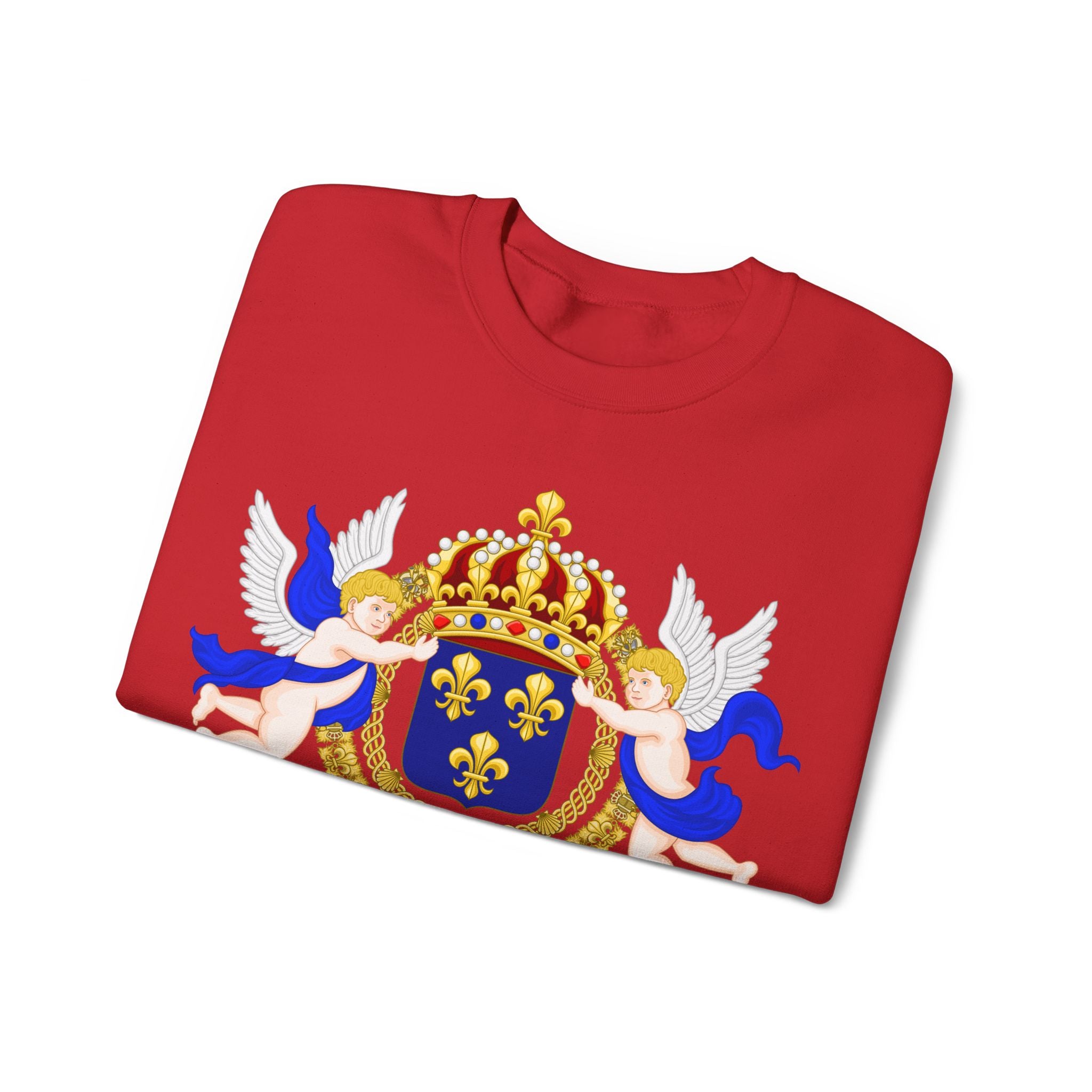 Royal Fleur-de-Lis Crest Sweatshirt - Vintage Heraldic Crown Graphic Crewneck