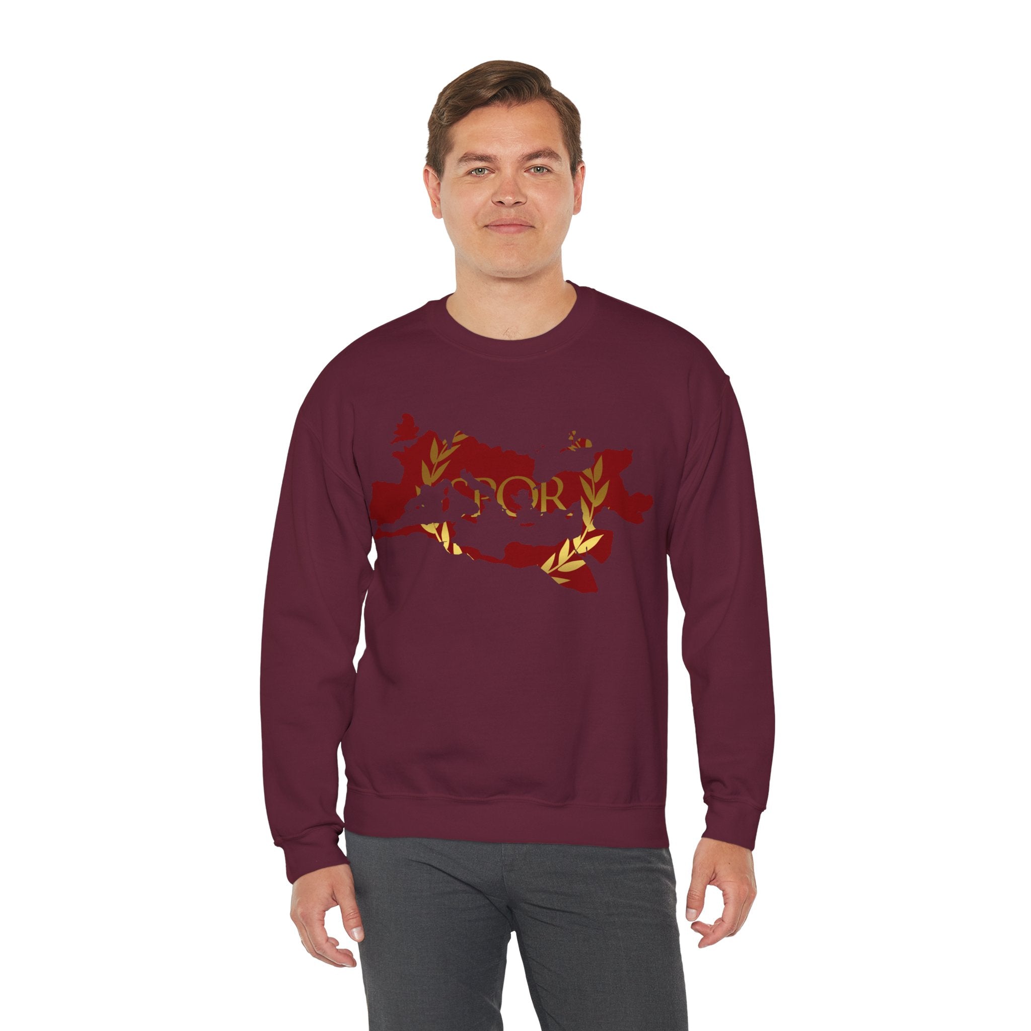 Roman Empire Epic Map and SPQR Logo Crewneck Sweatshirt