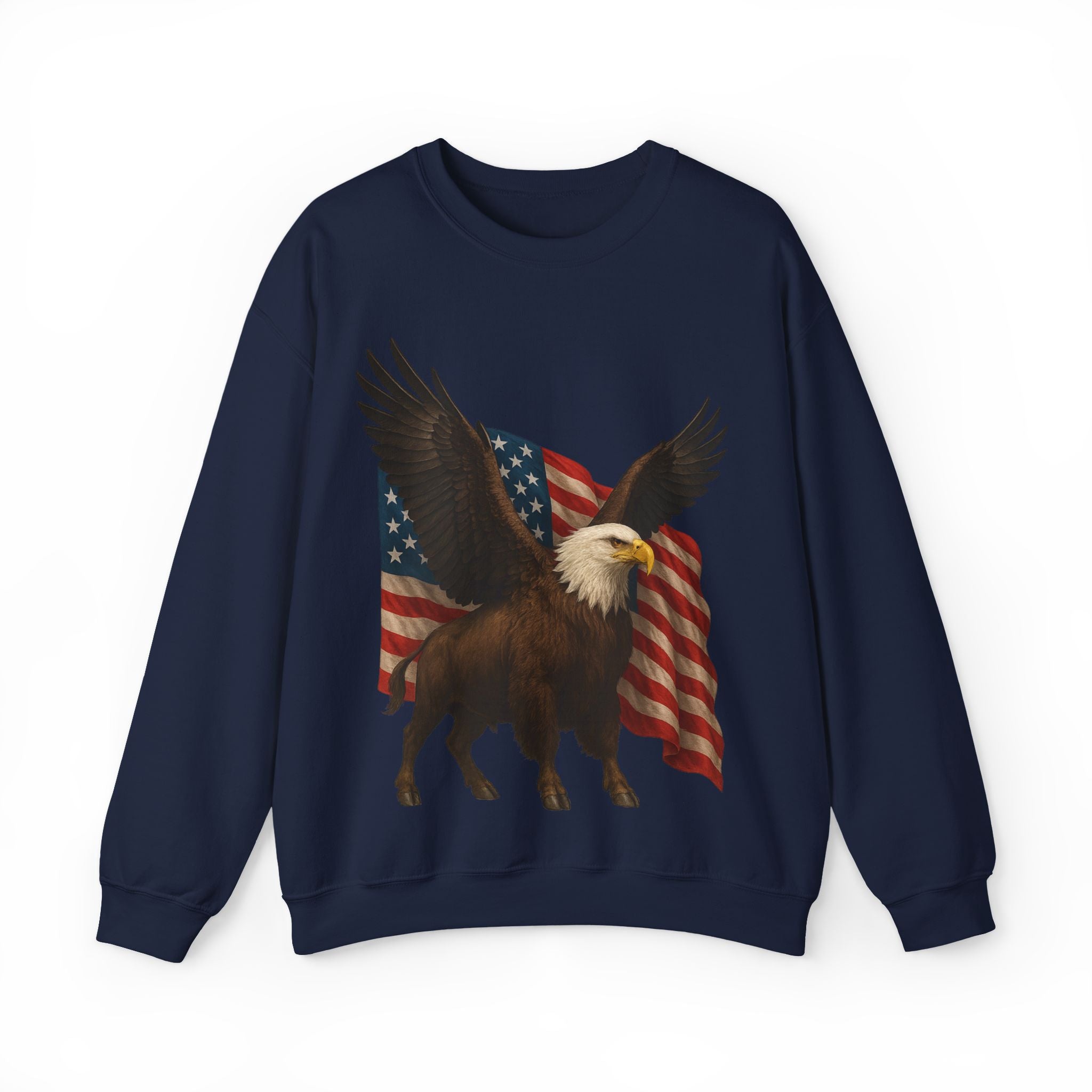 Patriotic Eagle Bison Sweatshirt, USA Symbol Pullover