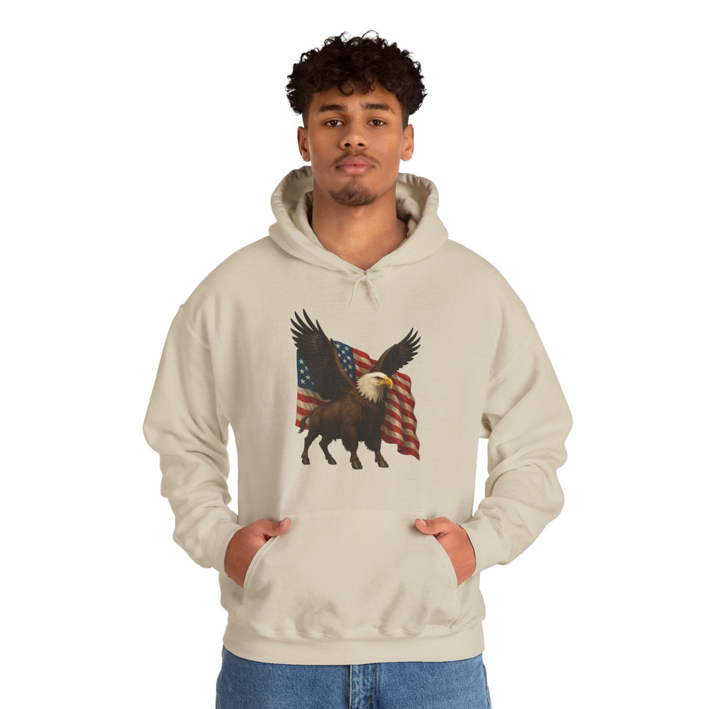 Patriotic Eagle Bison Hoodie, USA Pride Pullover