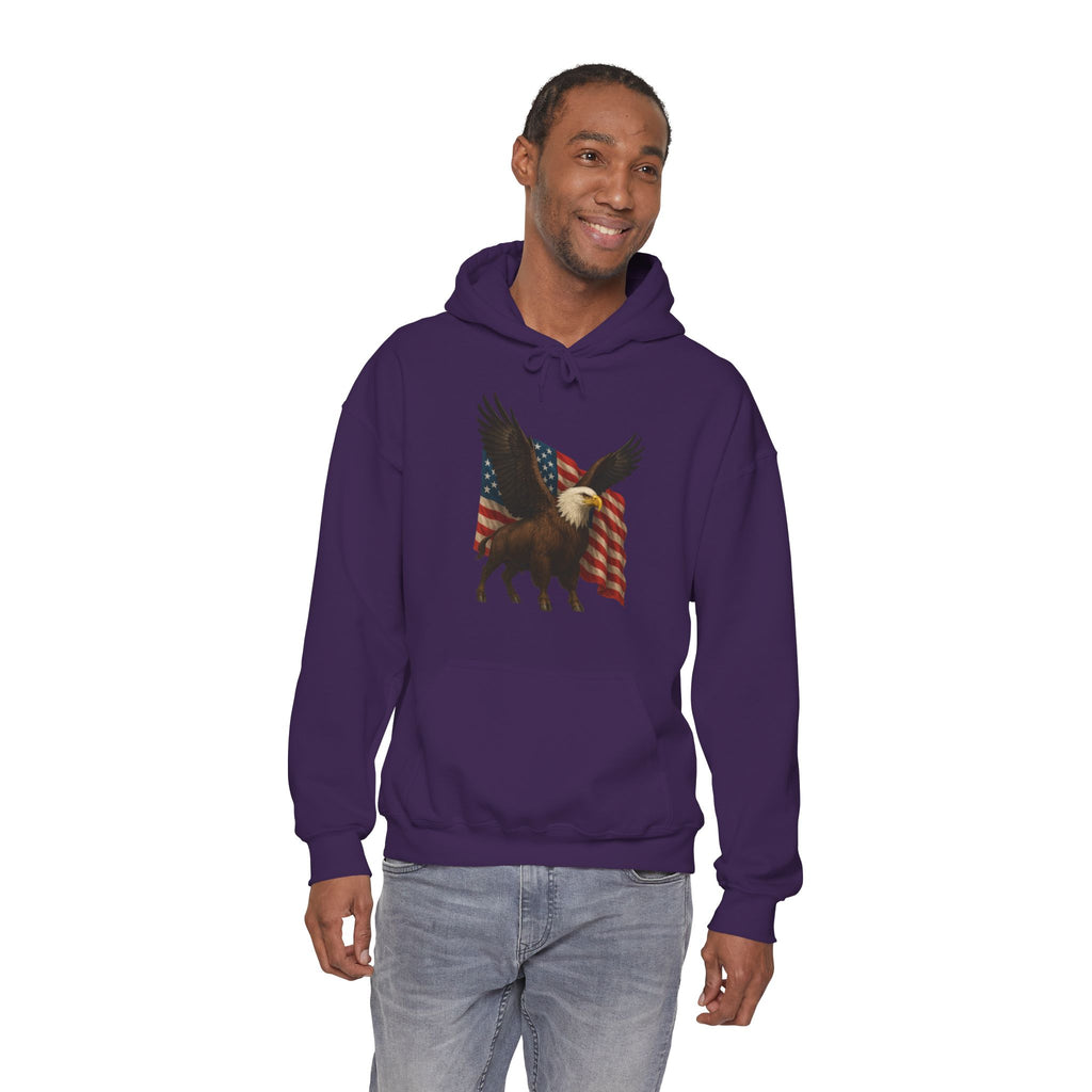 Patriotic Eagle Bison Hoodie, USA Pride Pullover