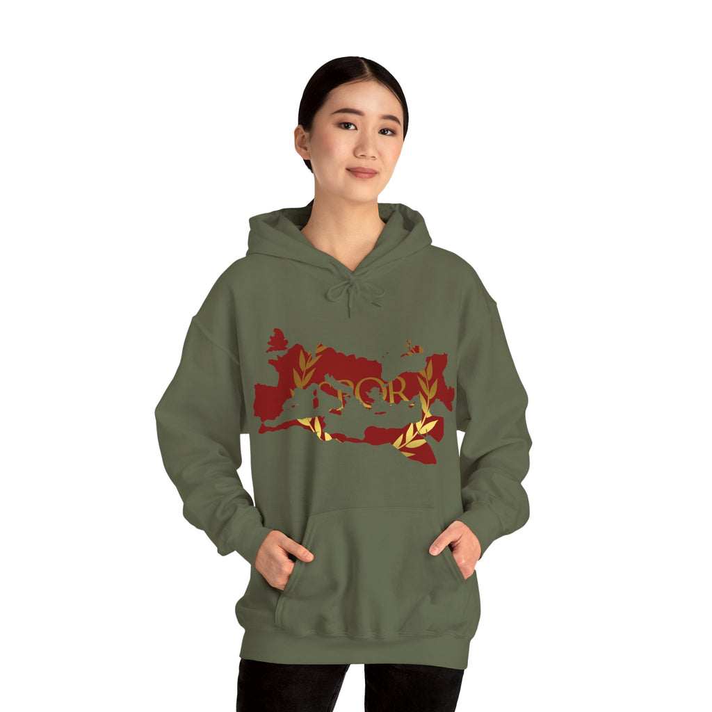 Roman Empire Epic Map and SPQR Logo Crewneck Hoodie
