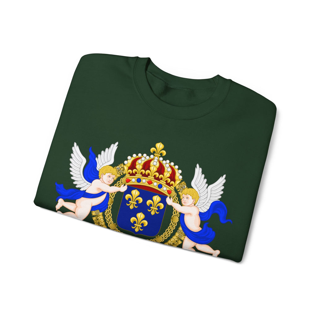 Royal Fleur-de-Lis Crest Sweatshirt - Vintage Heraldic Crown Graphic Crewneck