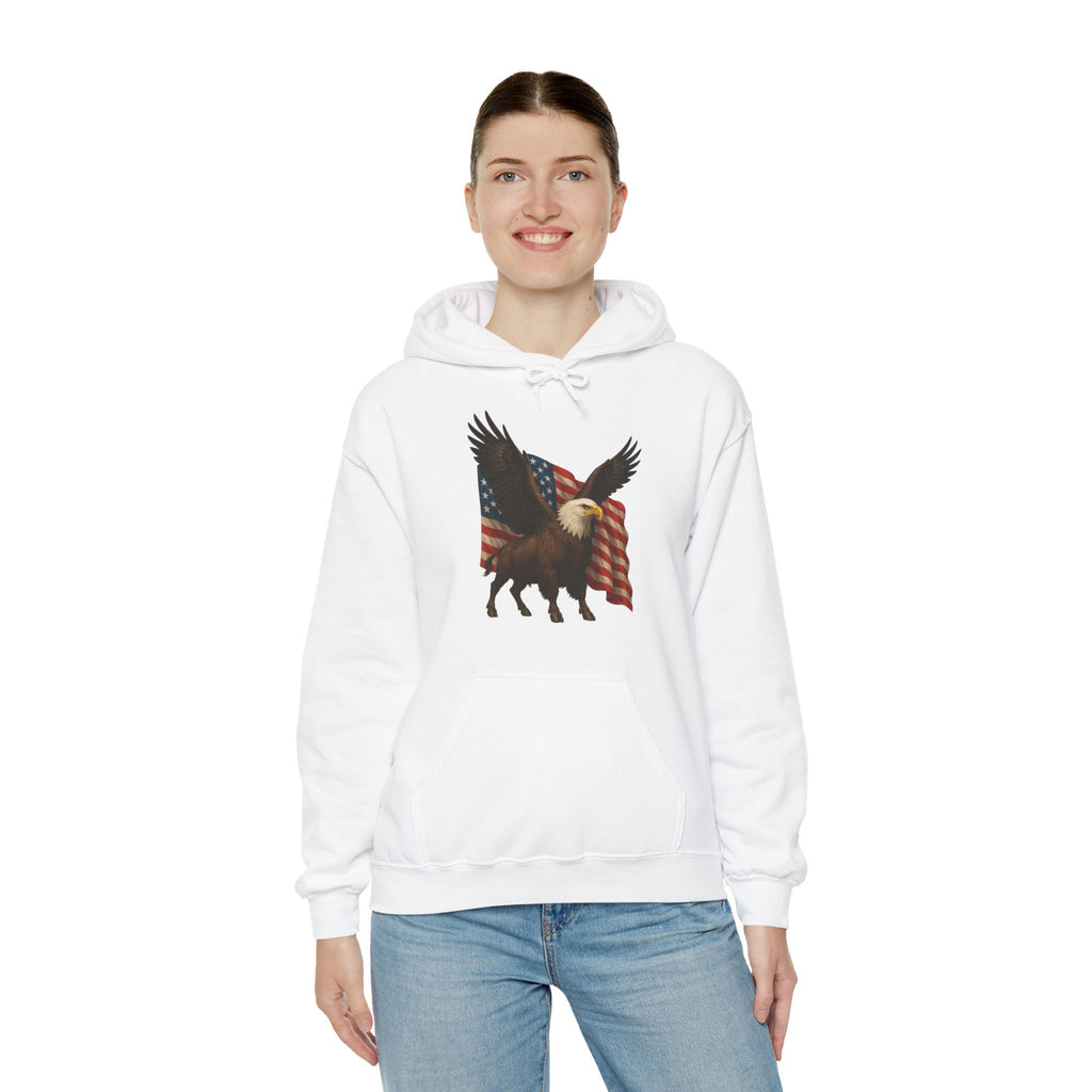 Patriotic Eagle Bison Hoodie, USA Pride Pullover