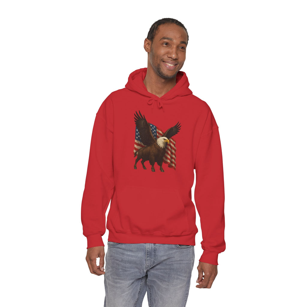 Patriotic Eagle Bison Hoodie, USA Pride Pullover