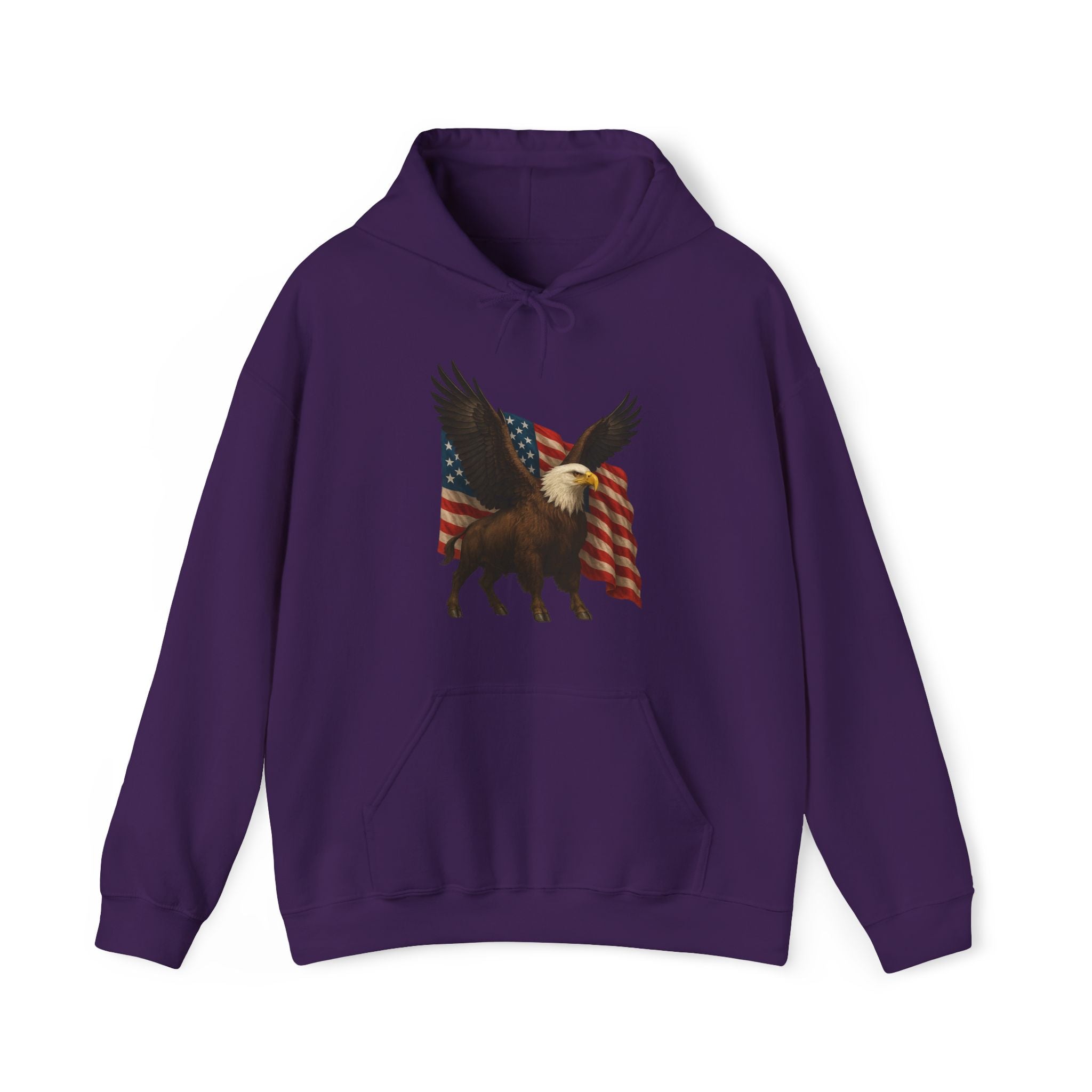 Patriotic Eagle Bison Hoodie, USA Pride Pullover