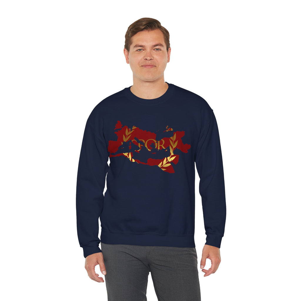 Roman Empire Epic Map and SPQR Logo Crewneck Sweatshirt