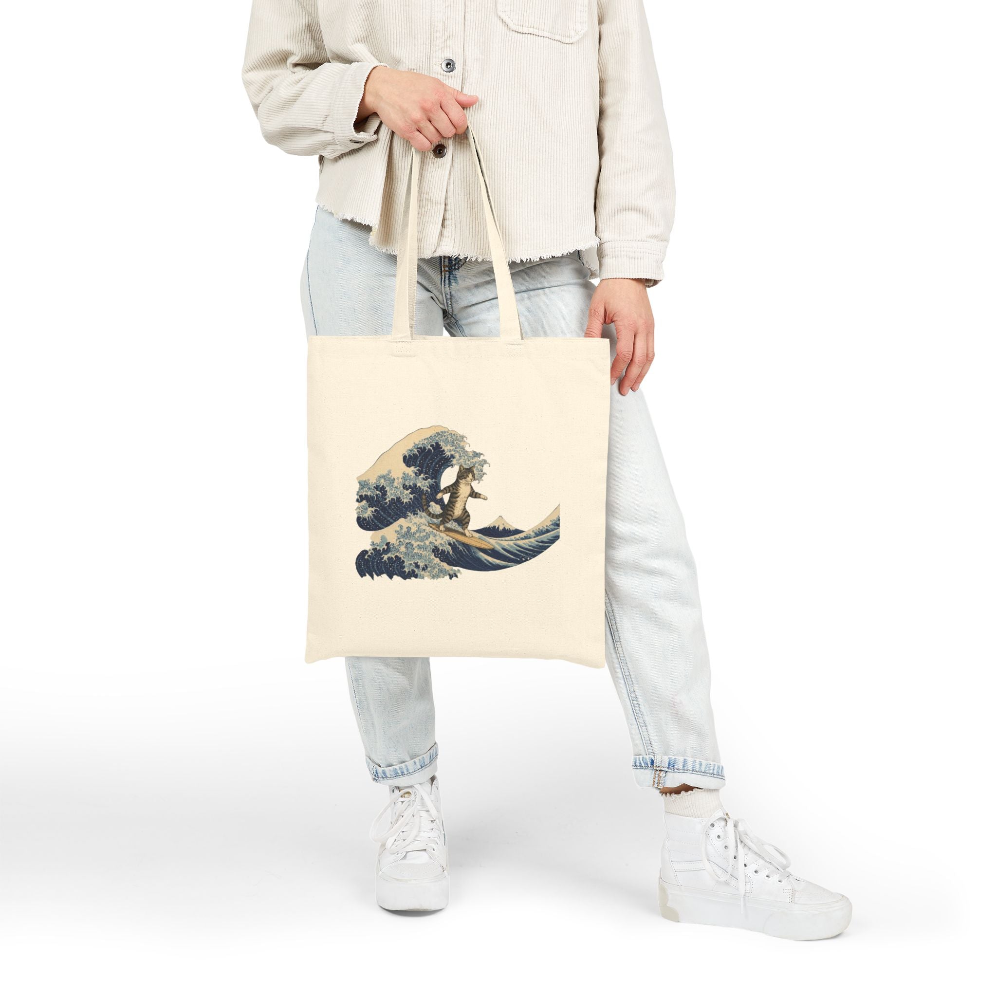 The Great Meow off Kanagawa Canvas Tote Bag