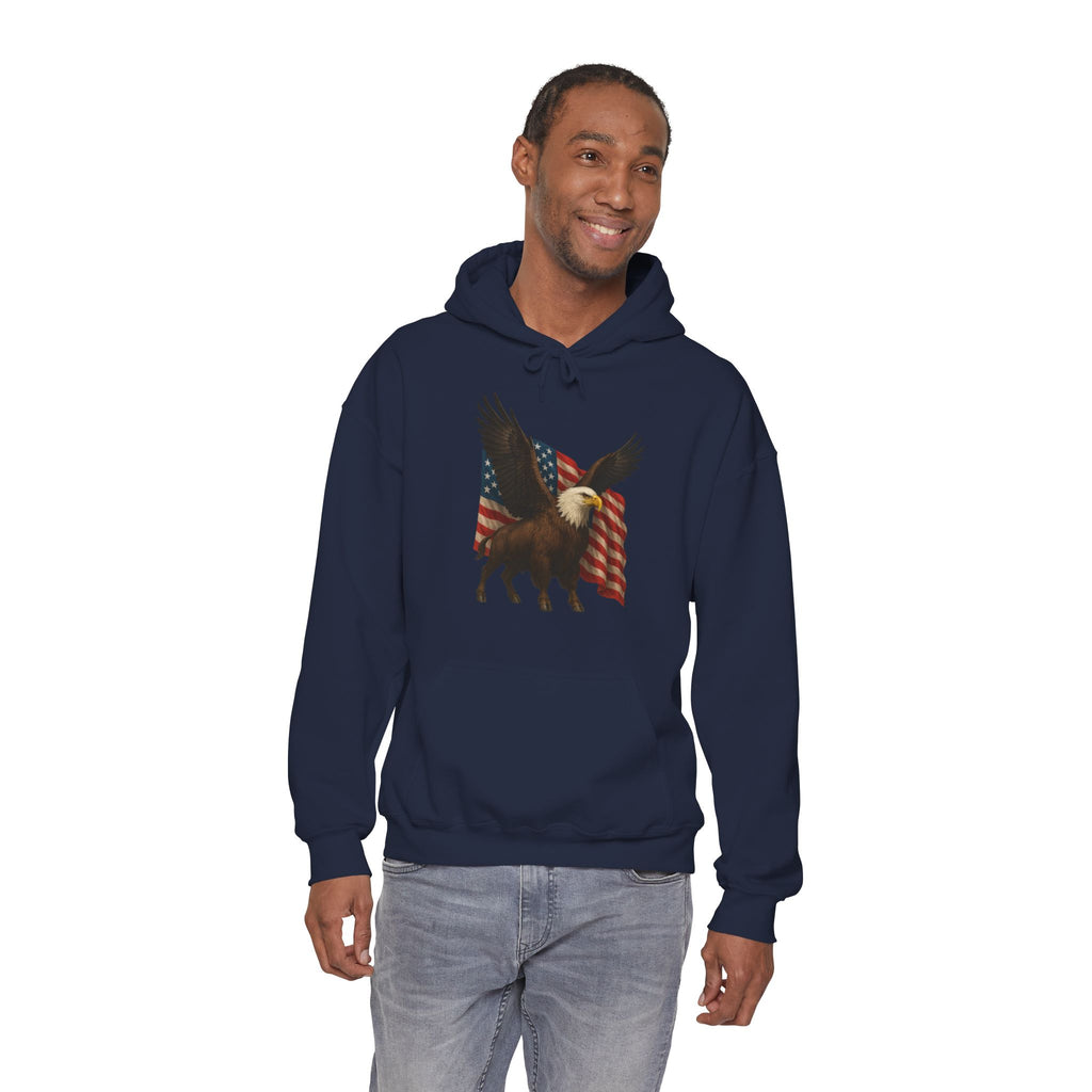 Patriotic Eagle Bison Hoodie, USA Pride Pullover