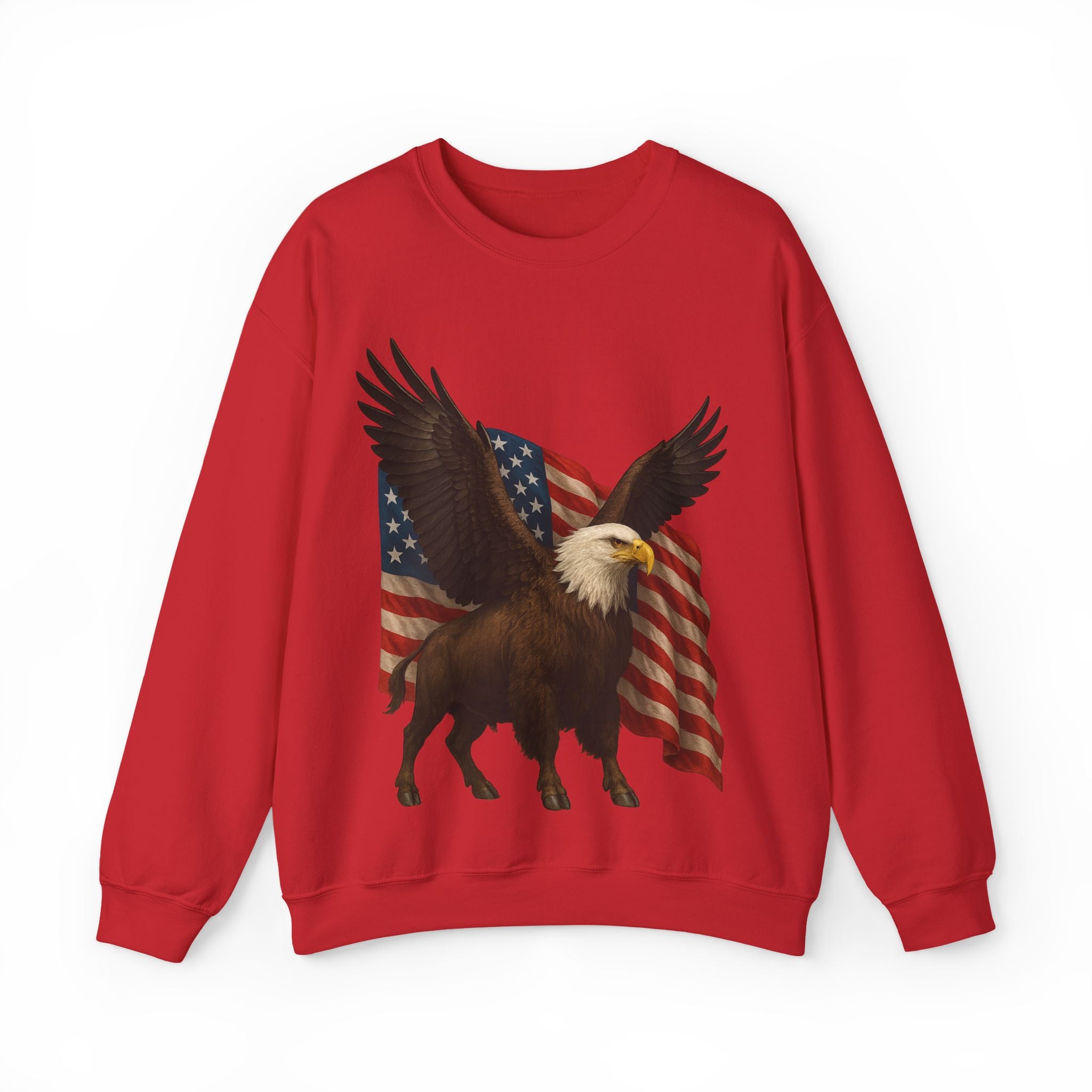 Patriotic Eagle Bison Sweatshirt, USA Symbol Pullover