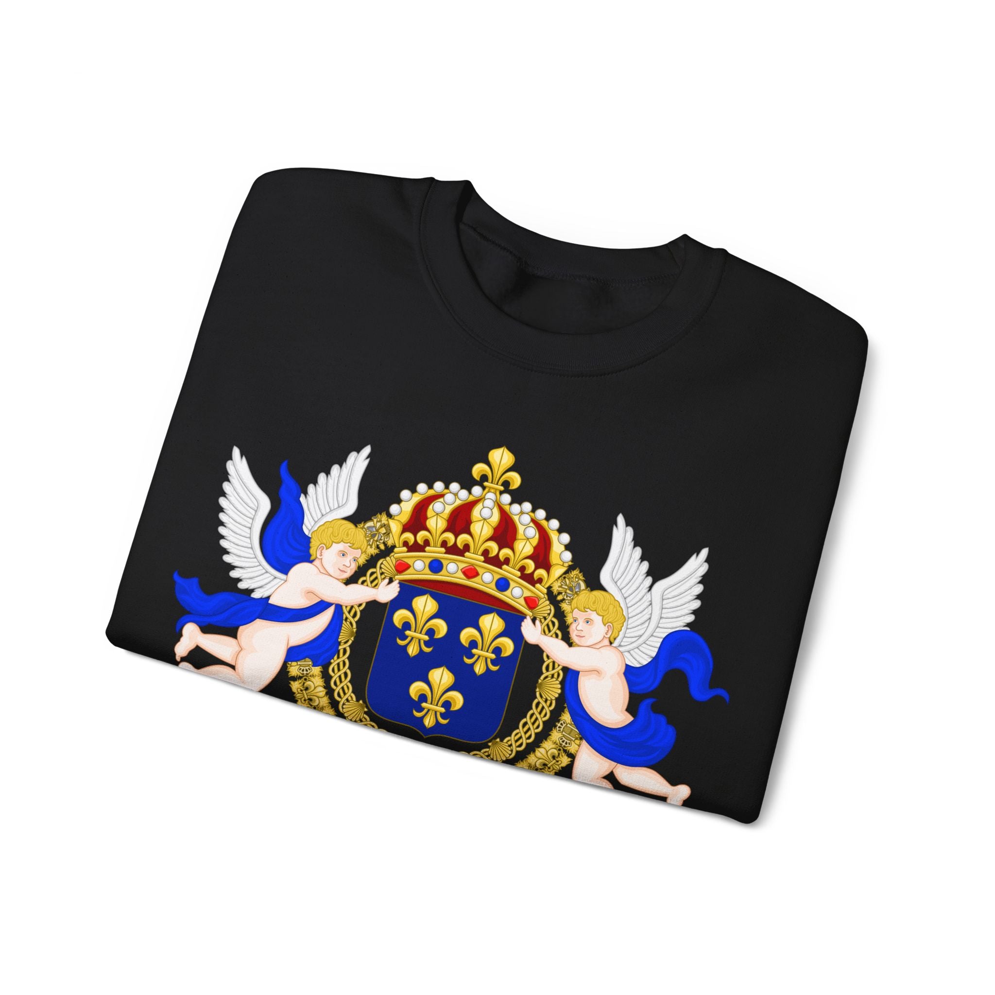 Royal Fleur-de-Lis Crest Sweatshirt - Vintage Heraldic Crown Graphic Crewneck