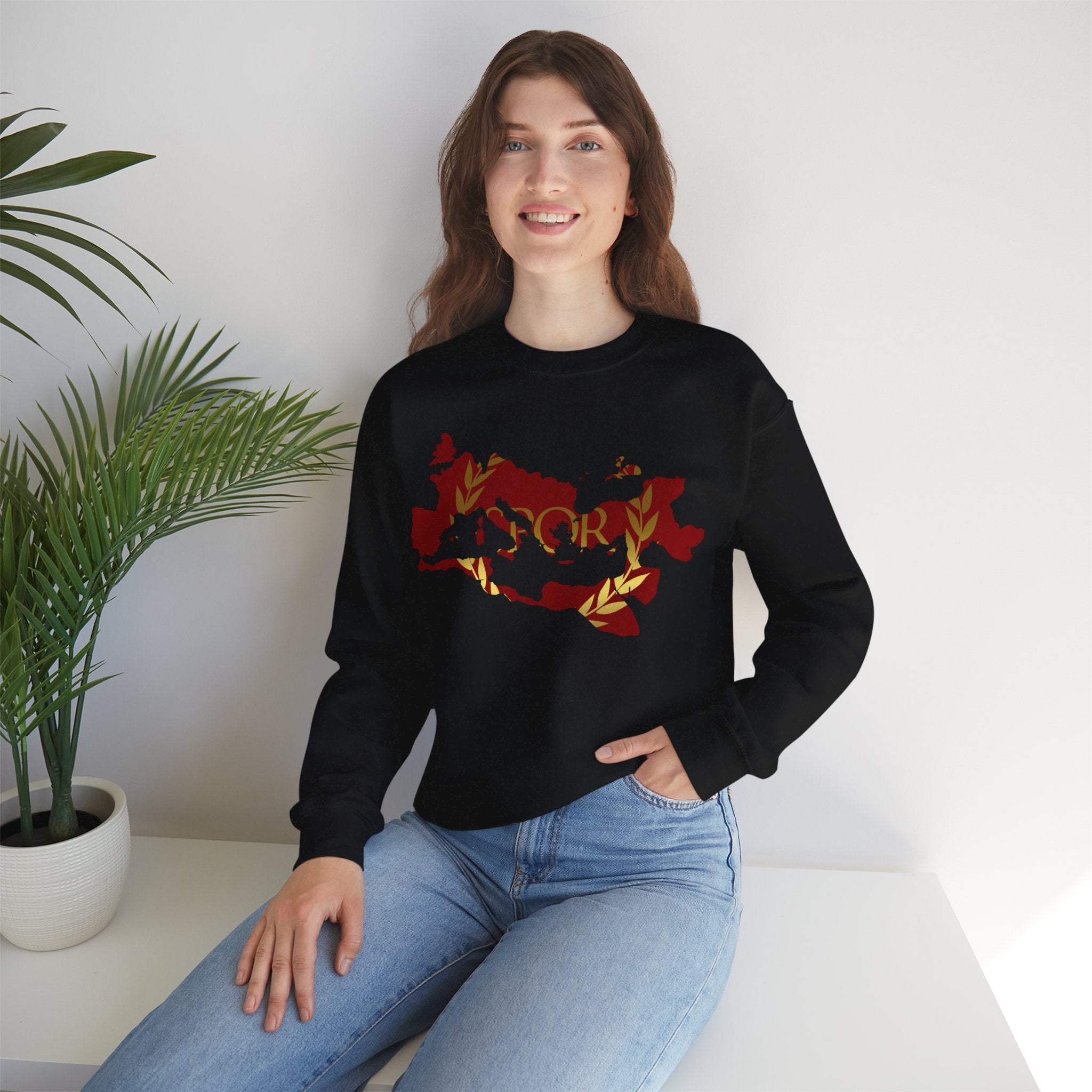 Roman Empire Epic Map and SPQR Logo Crewneck Sweatshirt