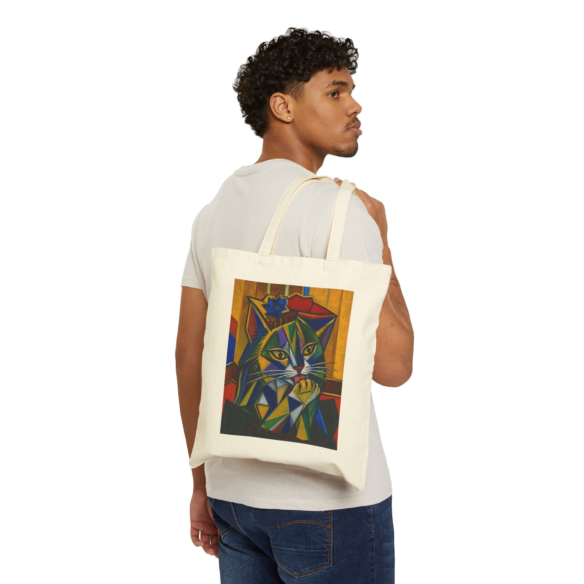 The Licking Cat Cotton Tote Bag