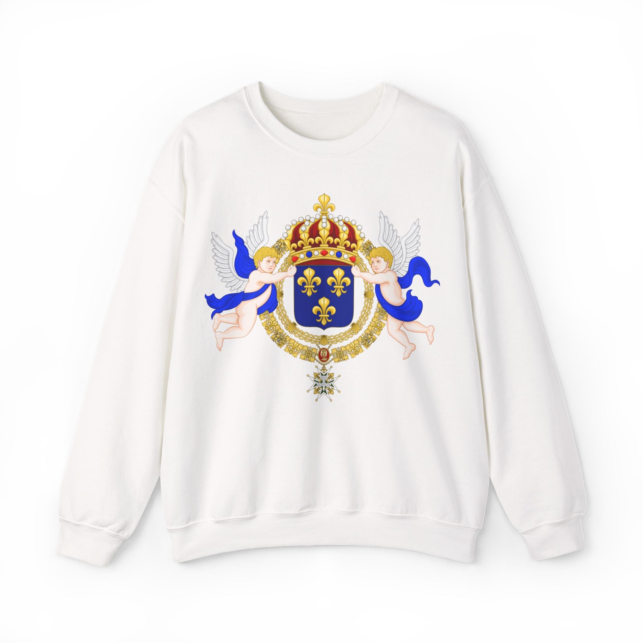 Royal Fleur-de-Lis Crest Sweatshirt - Vintage Heraldic Crown Graphic Crewneck