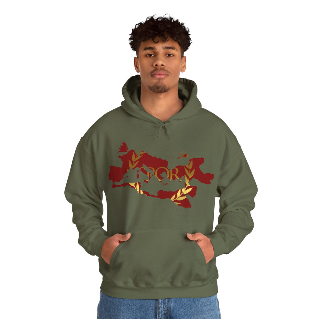 Roman Empire Epic Map and SPQR Logo Crewneck Hoodie