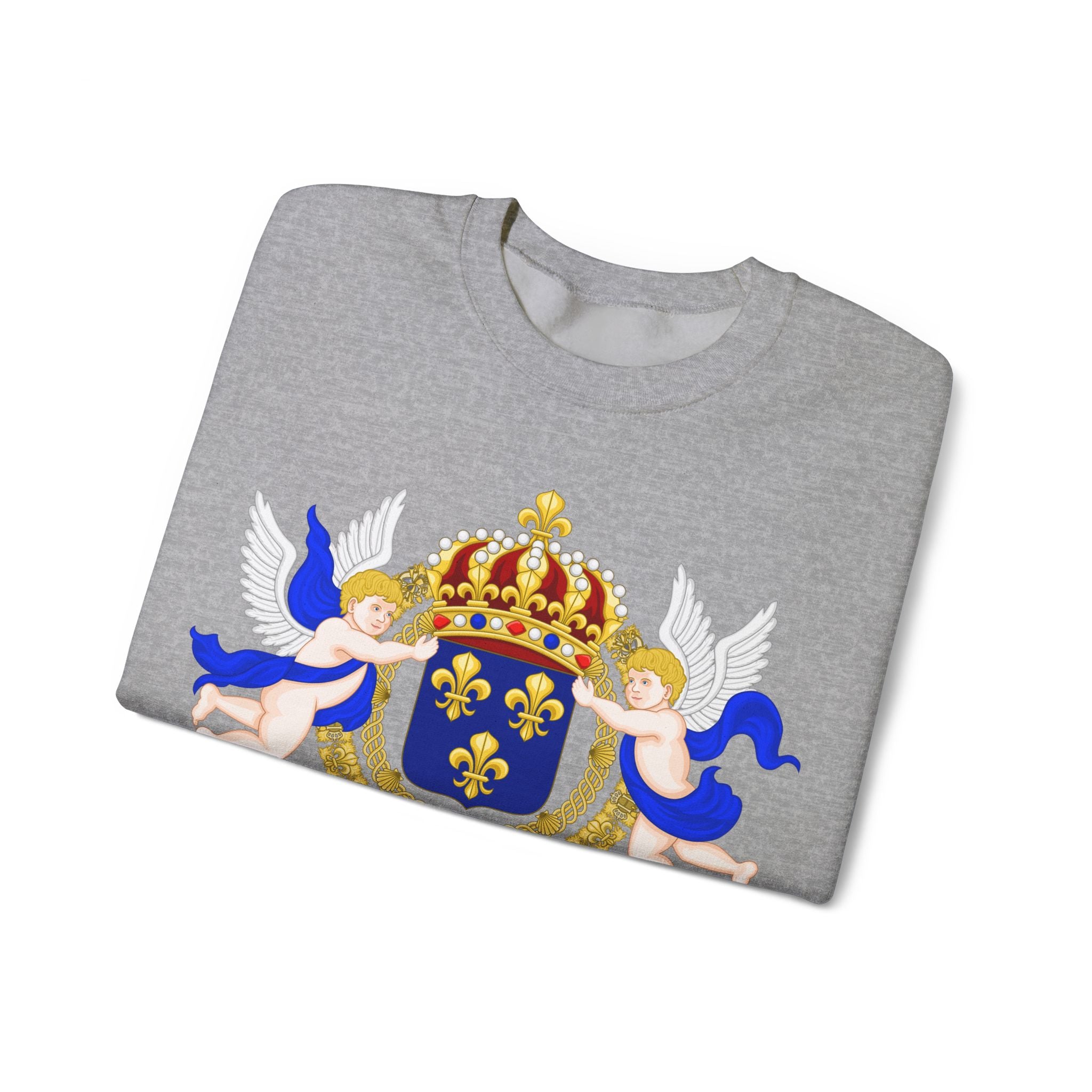 Royal Fleur-de-Lis Crest Sweatshirt - Vintage Heraldic Crown Graphic Crewneck