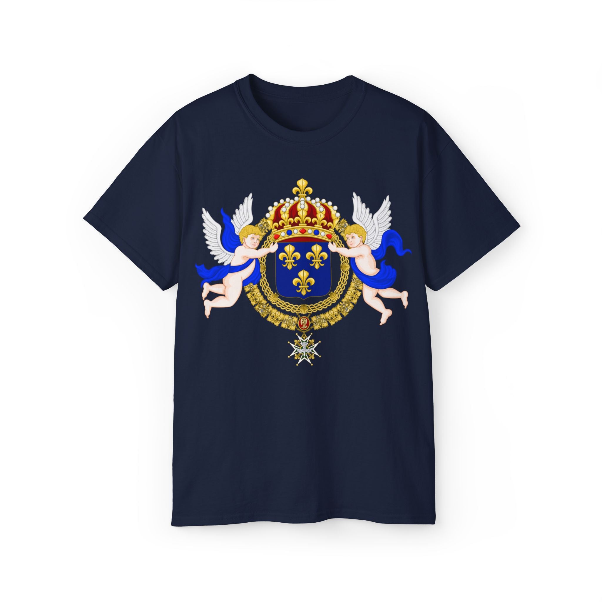 Royal Fleur-de-Lis Crest T-Shirt - Vintage Heraldic Crown Emblem Graphic Tee