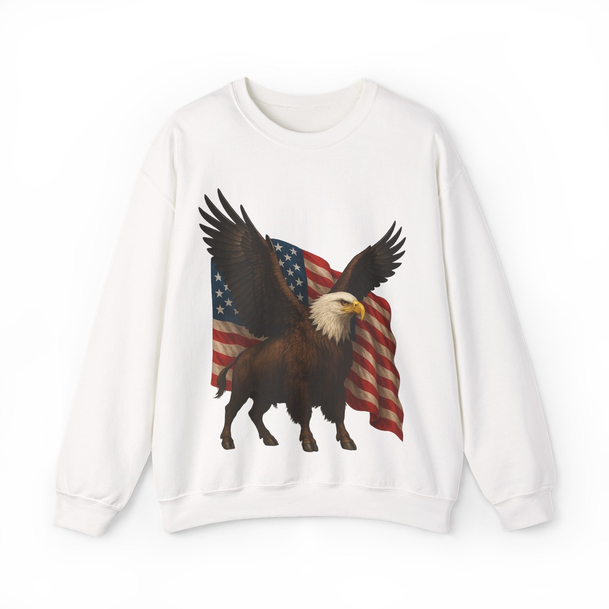 Patriotic Eagle Bison Sweatshirt, USA Symbol Pullover