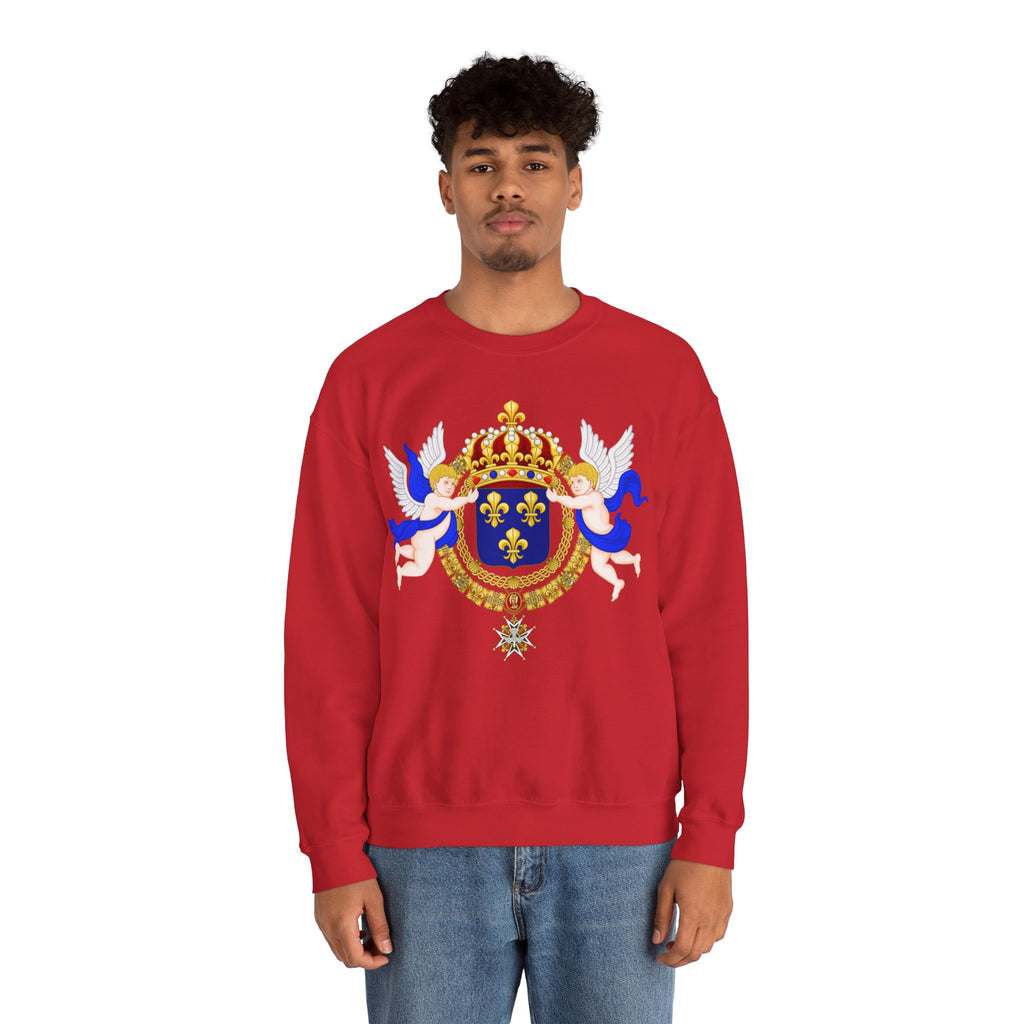 Royal Fleur-de-Lis Crest Sweatshirt - Vintage Heraldic Crown Graphic Crewneck