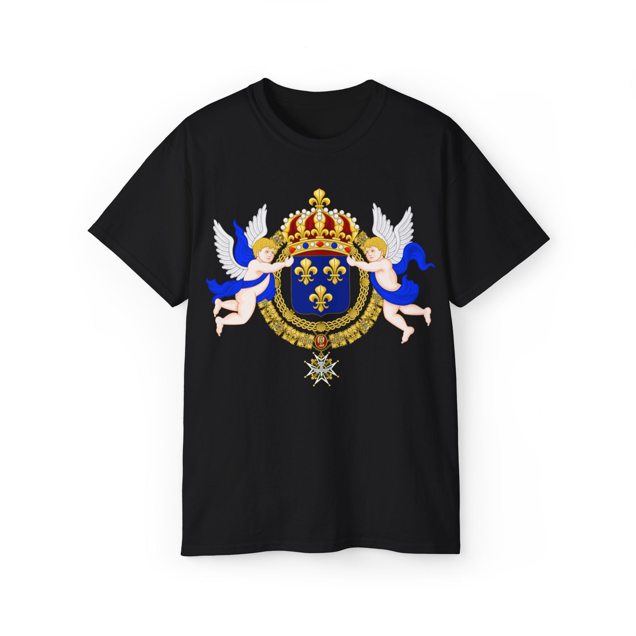 Royal Fleur-de-Lis Crest T-Shirt - Vintage Heraldic Crown Emblem Graphic Tee