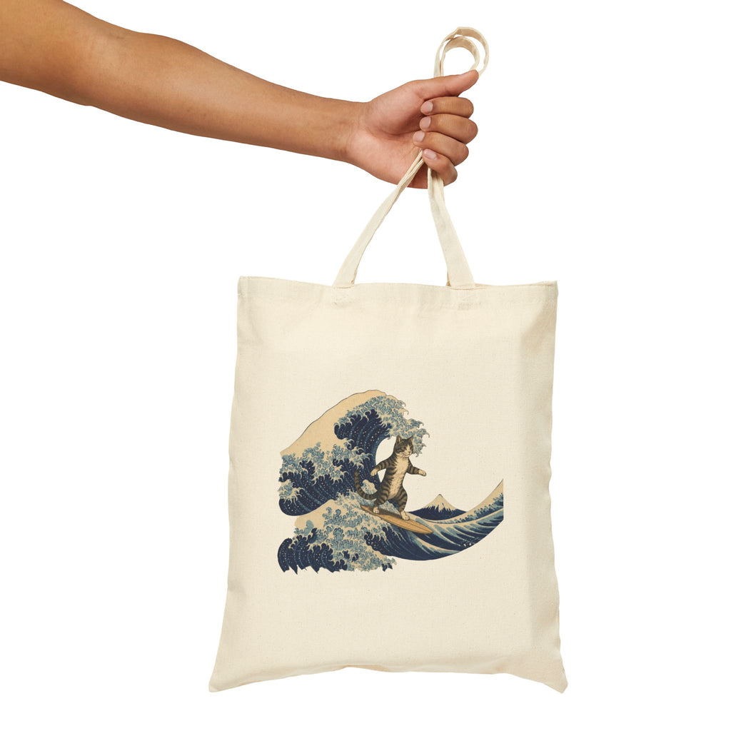 The Great Meow off Kanagawa Canvas Tote Bag