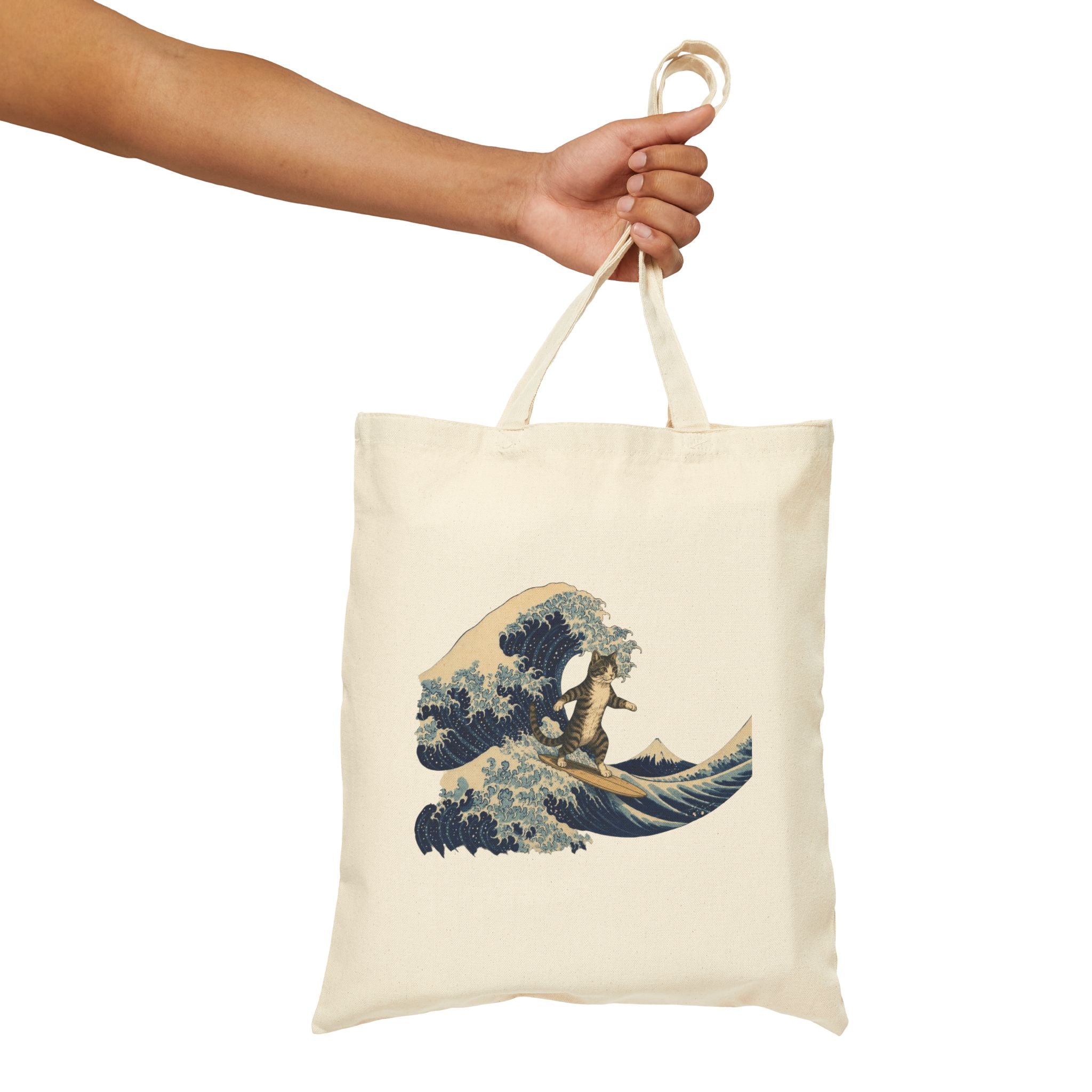 The Great Meow off Kanagawa Canvas Tote Bag