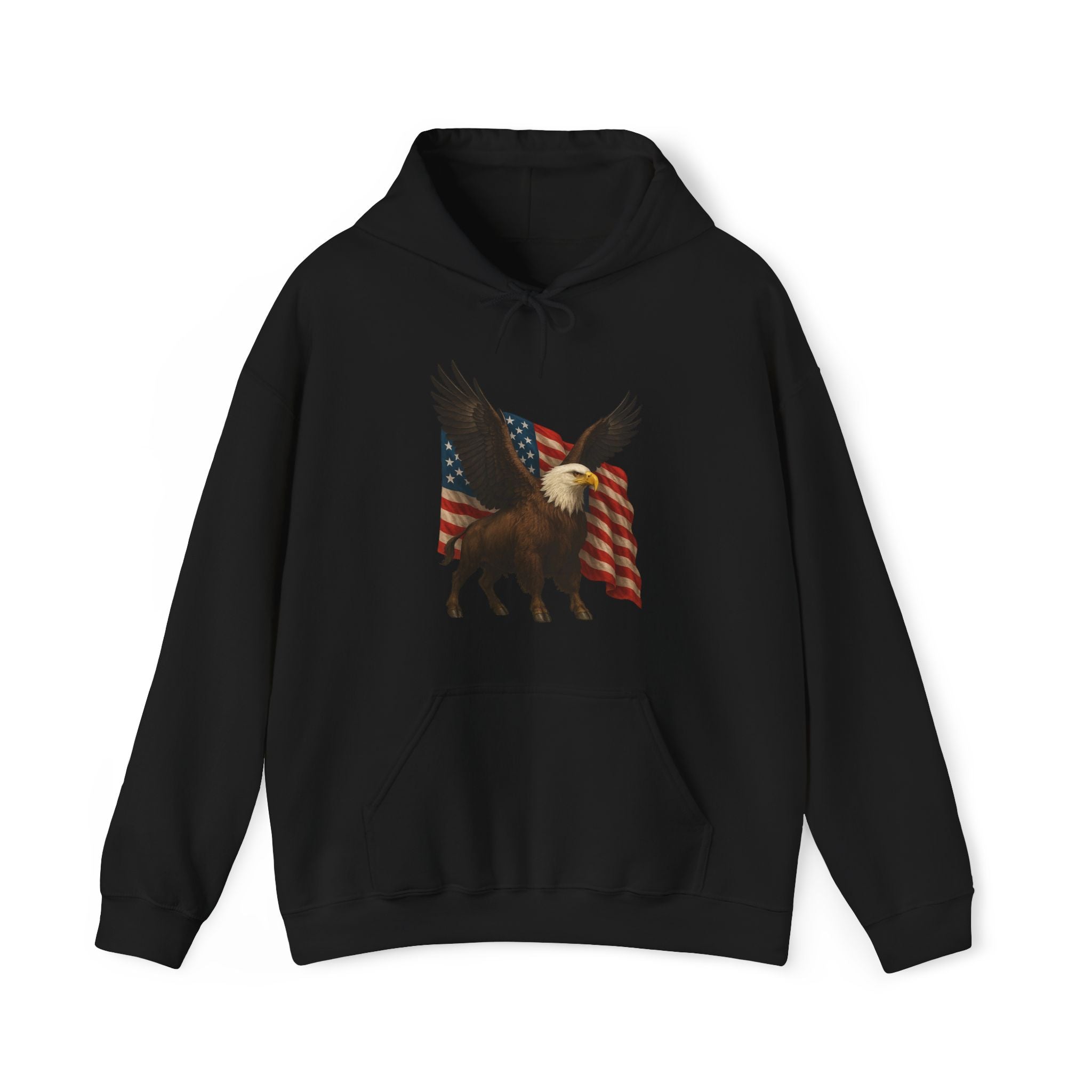 Patriotic Eagle Bison Hoodie, USA Pride Pullover
