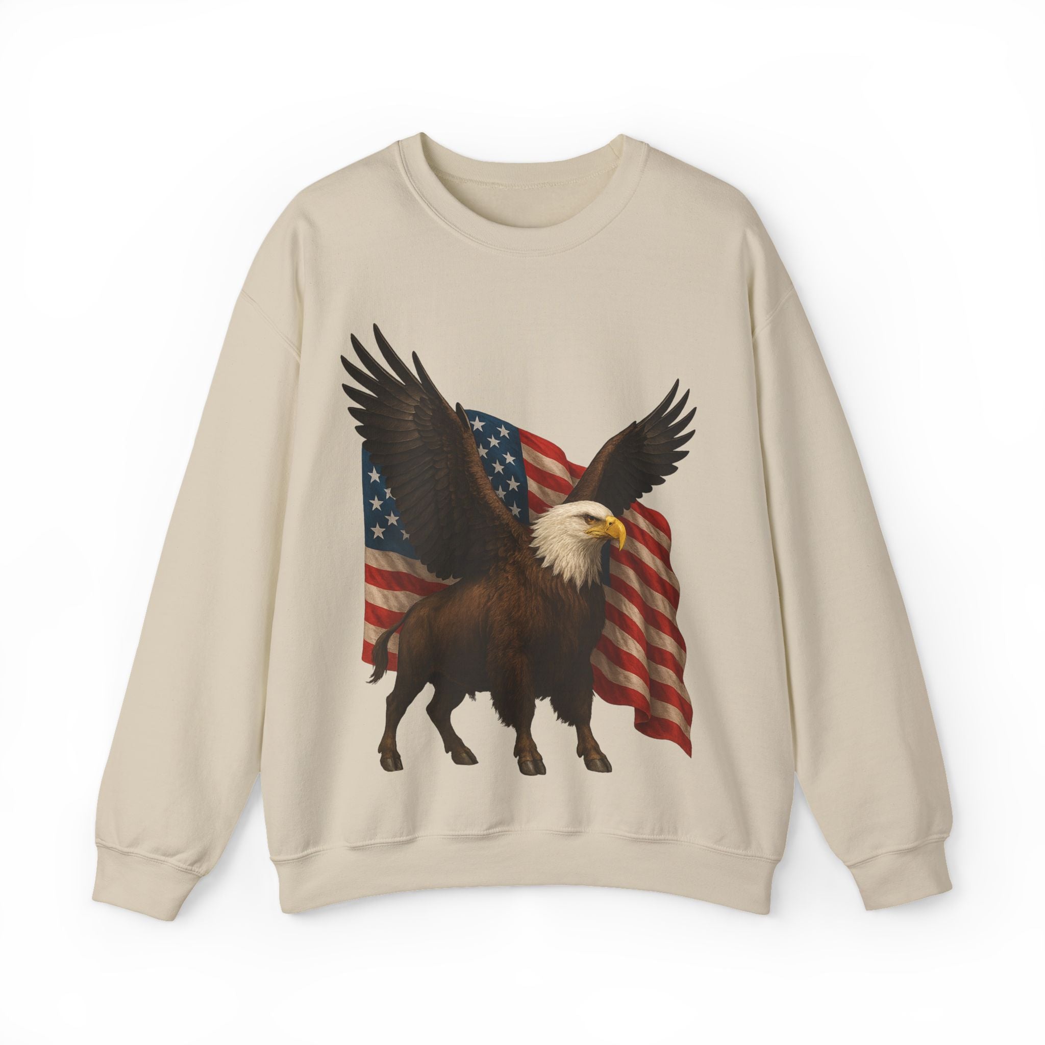 Patriotic Eagle Bison Sweatshirt, USA Symbol Pullover