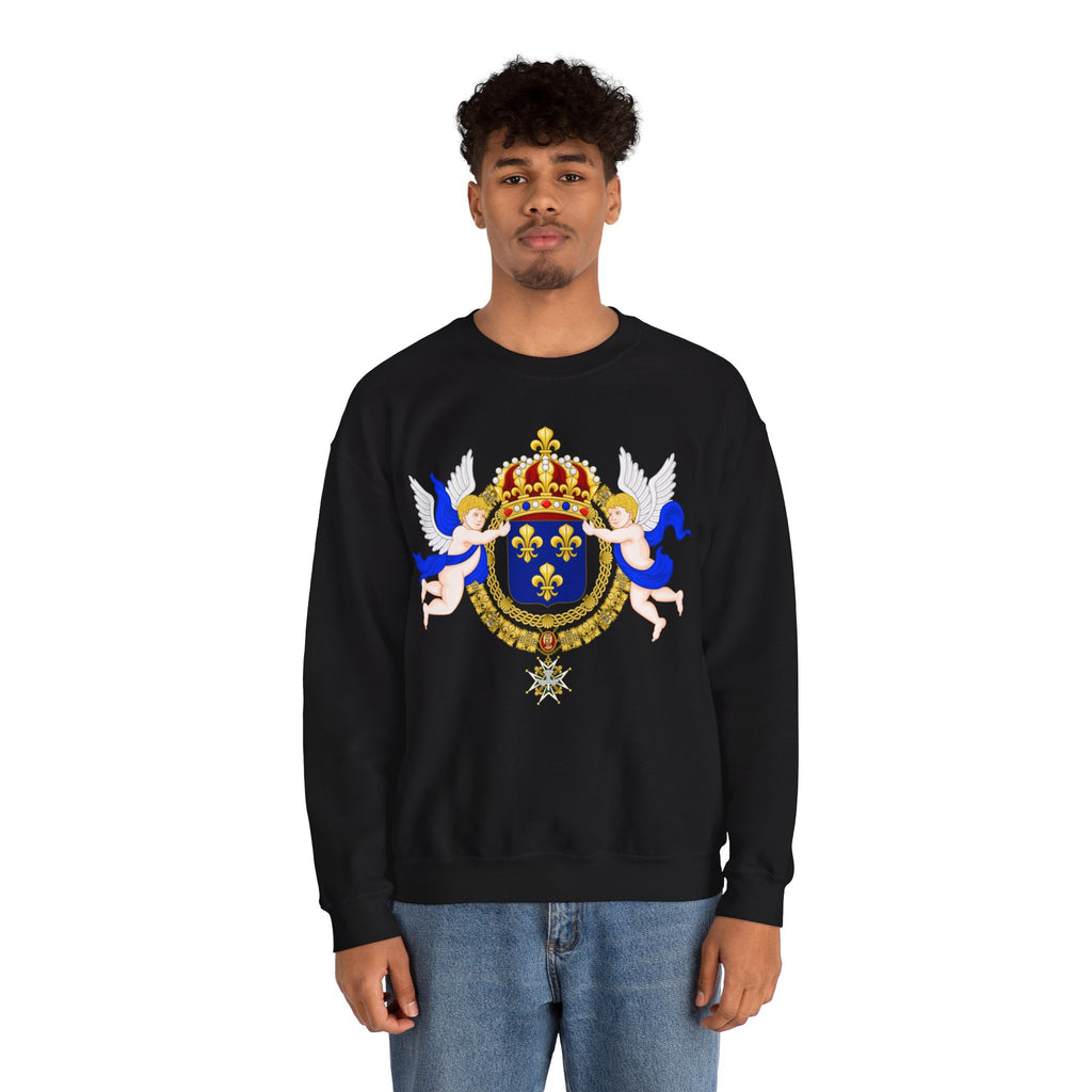 Royal Fleur-de-Lis Crest Sweatshirt - Vintage Heraldic Crown Graphic Crewneck