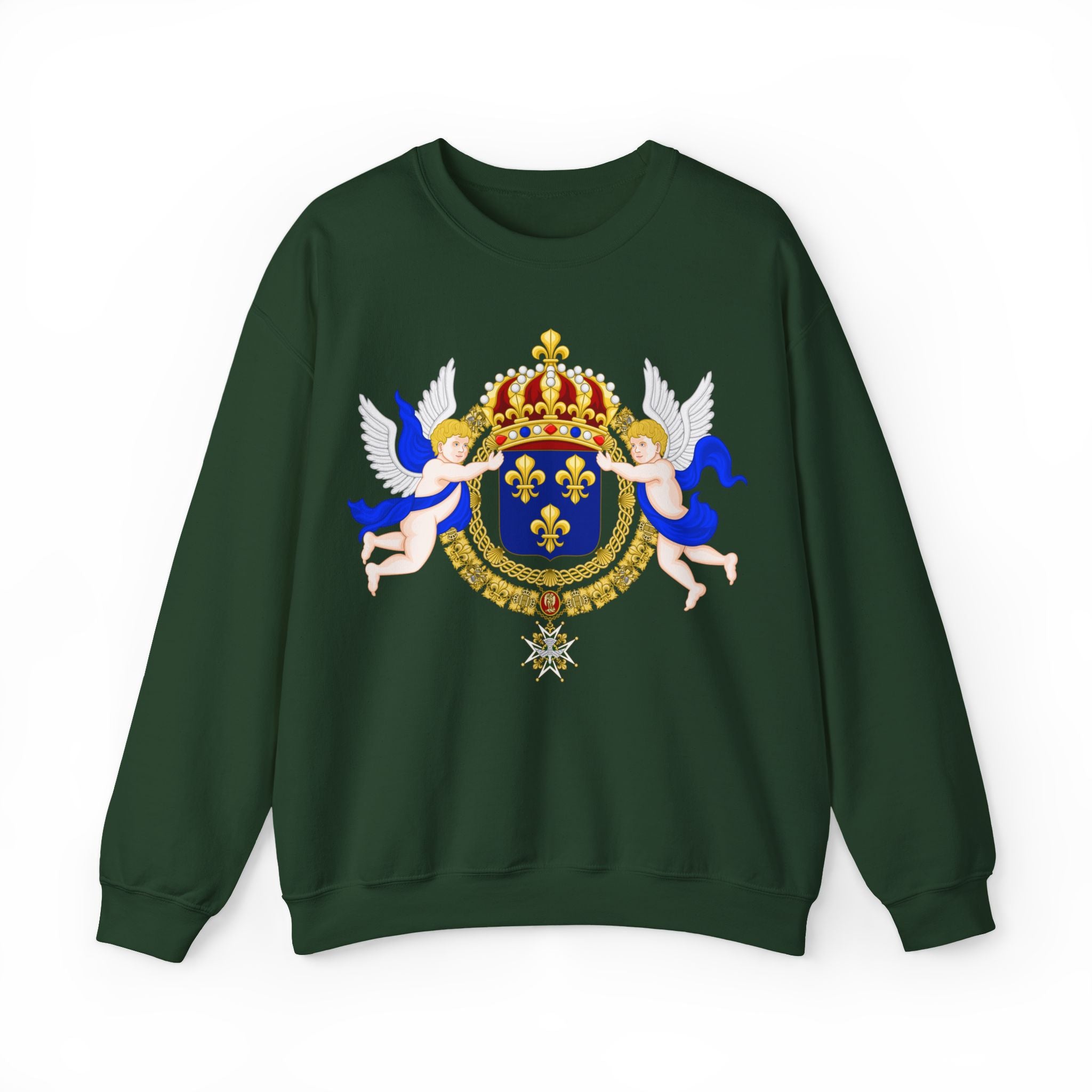 Royal Fleur-de-Lis Crest Sweatshirt - Vintage Heraldic Crown Graphic Crewneck