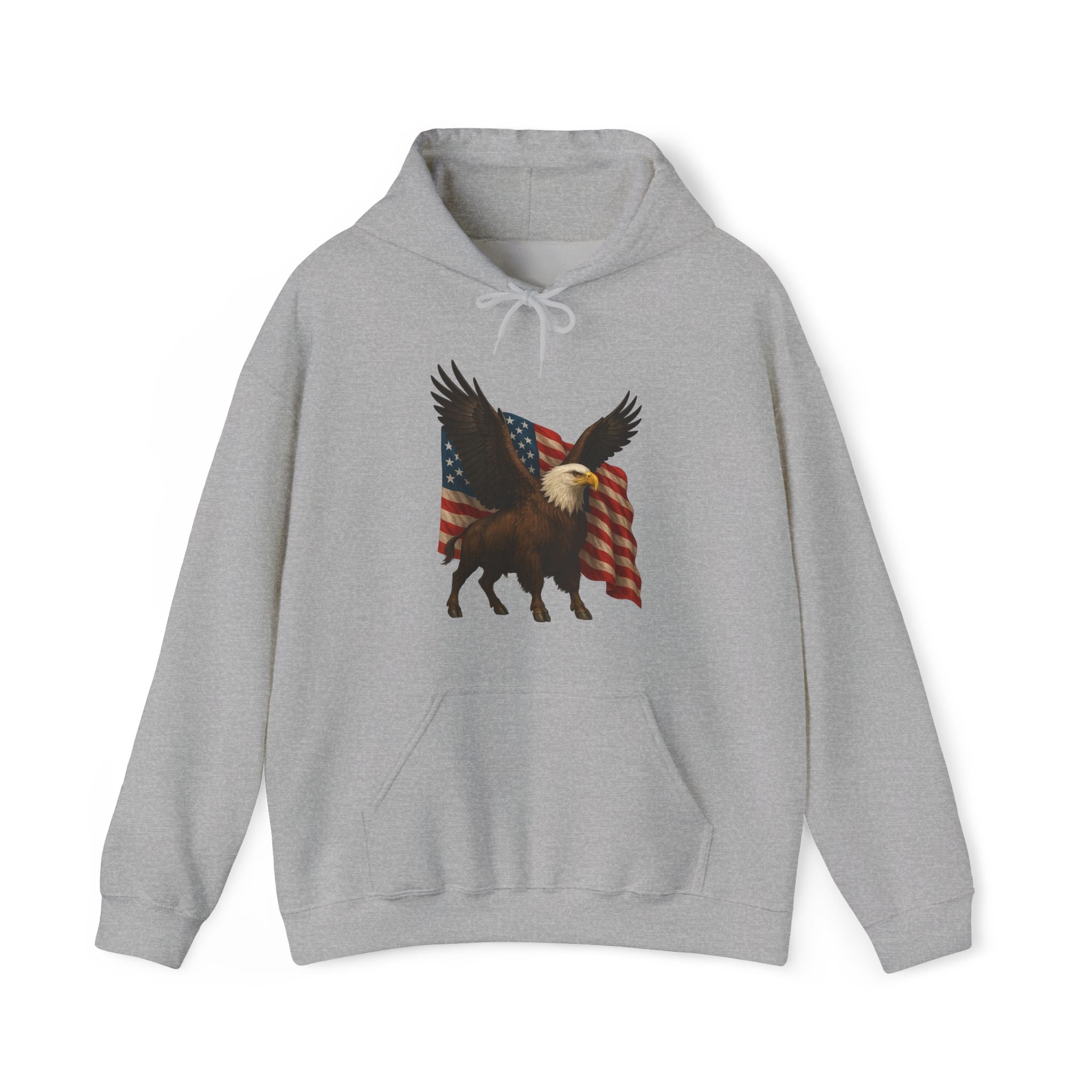 Patriotic Eagle Bison Hoodie, USA Pride Pullover