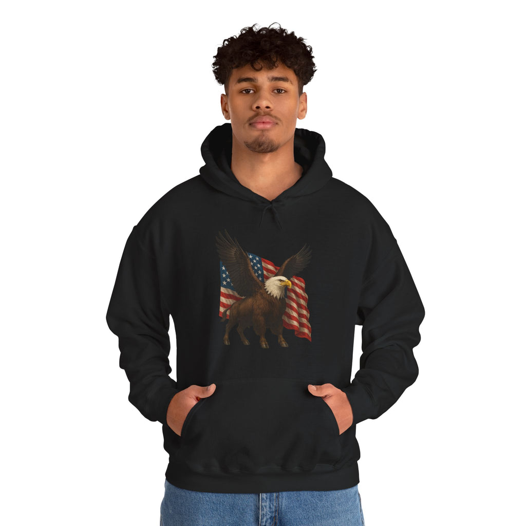 Patriotic Eagle Bison Hoodie, USA Pride Pullover