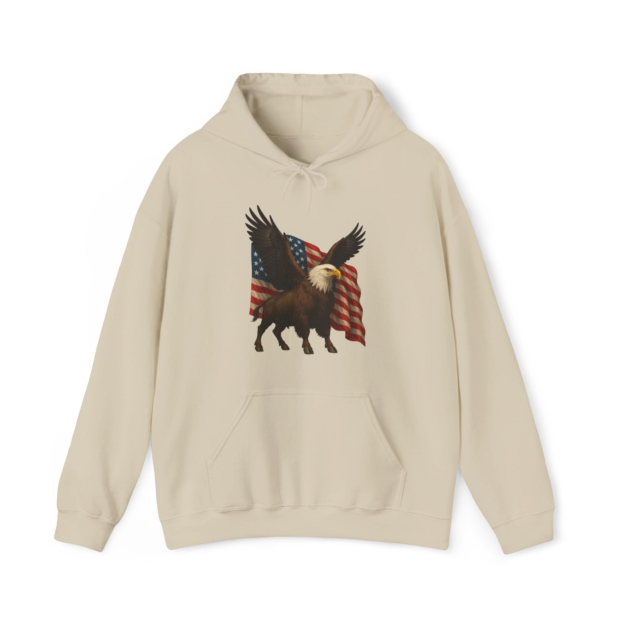Patriotic Eagle Bison Hoodie, USA Pride Pullover