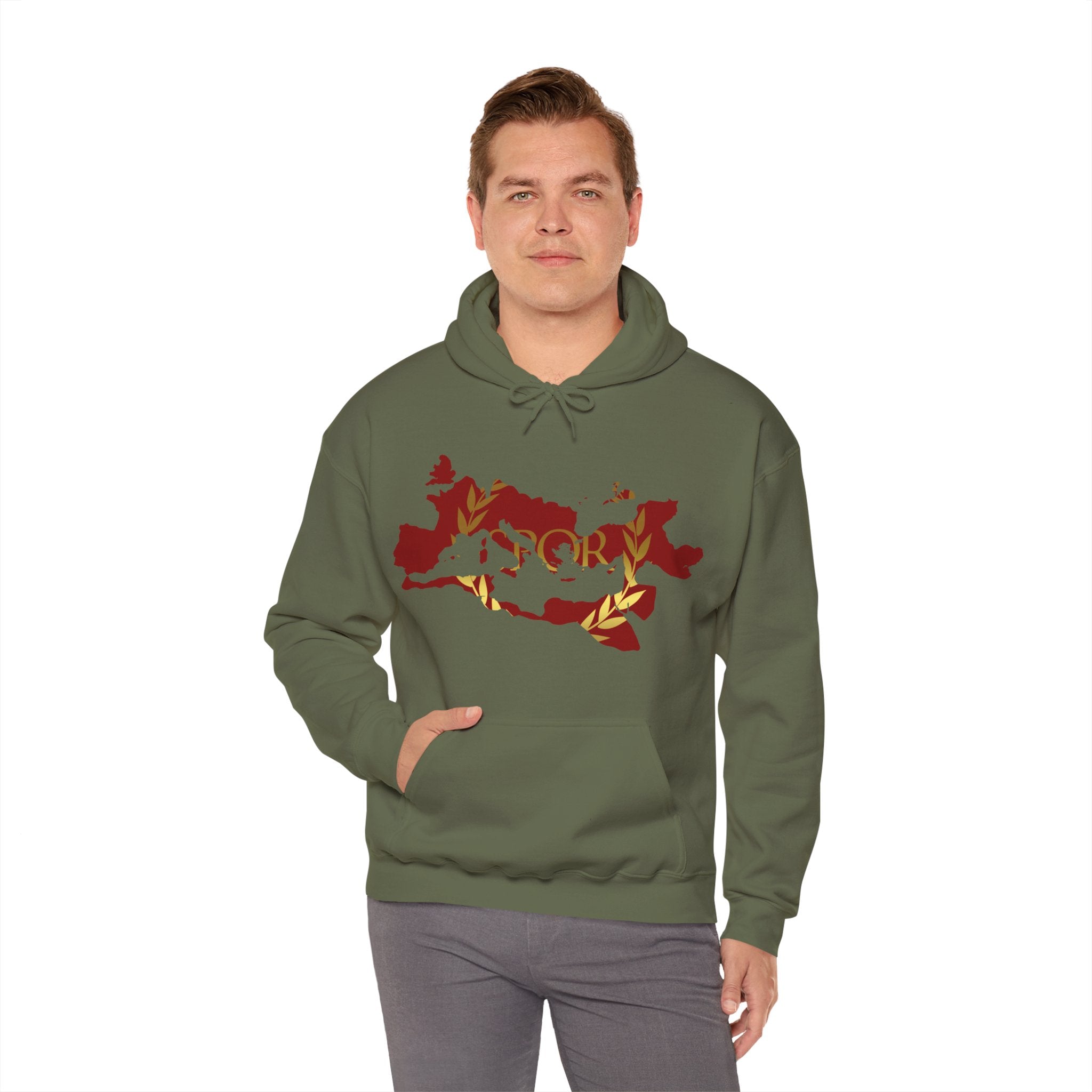Roman Empire Epic Map and SPQR Logo Crewneck Hoodie
