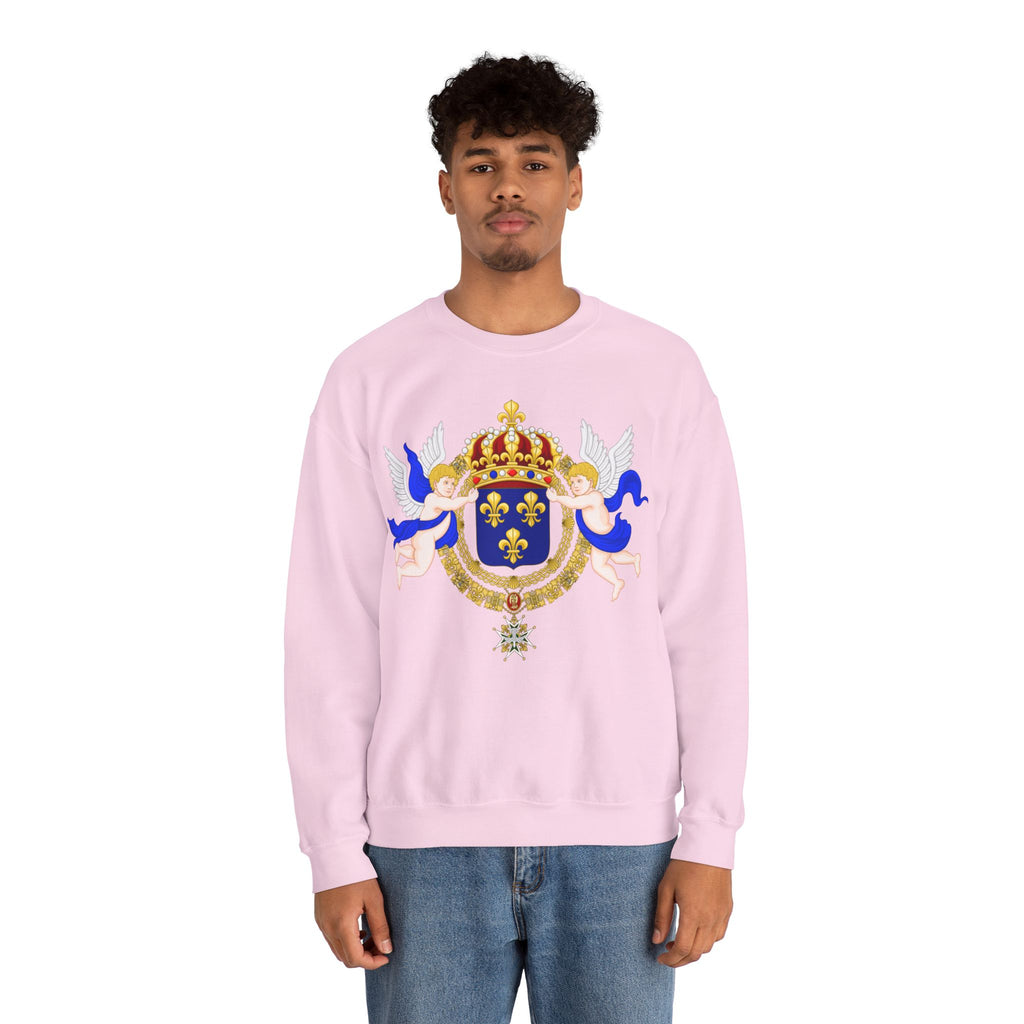 Royal Fleur-de-Lis Crest Sweatshirt - Vintage Heraldic Crown Graphic Crewneck