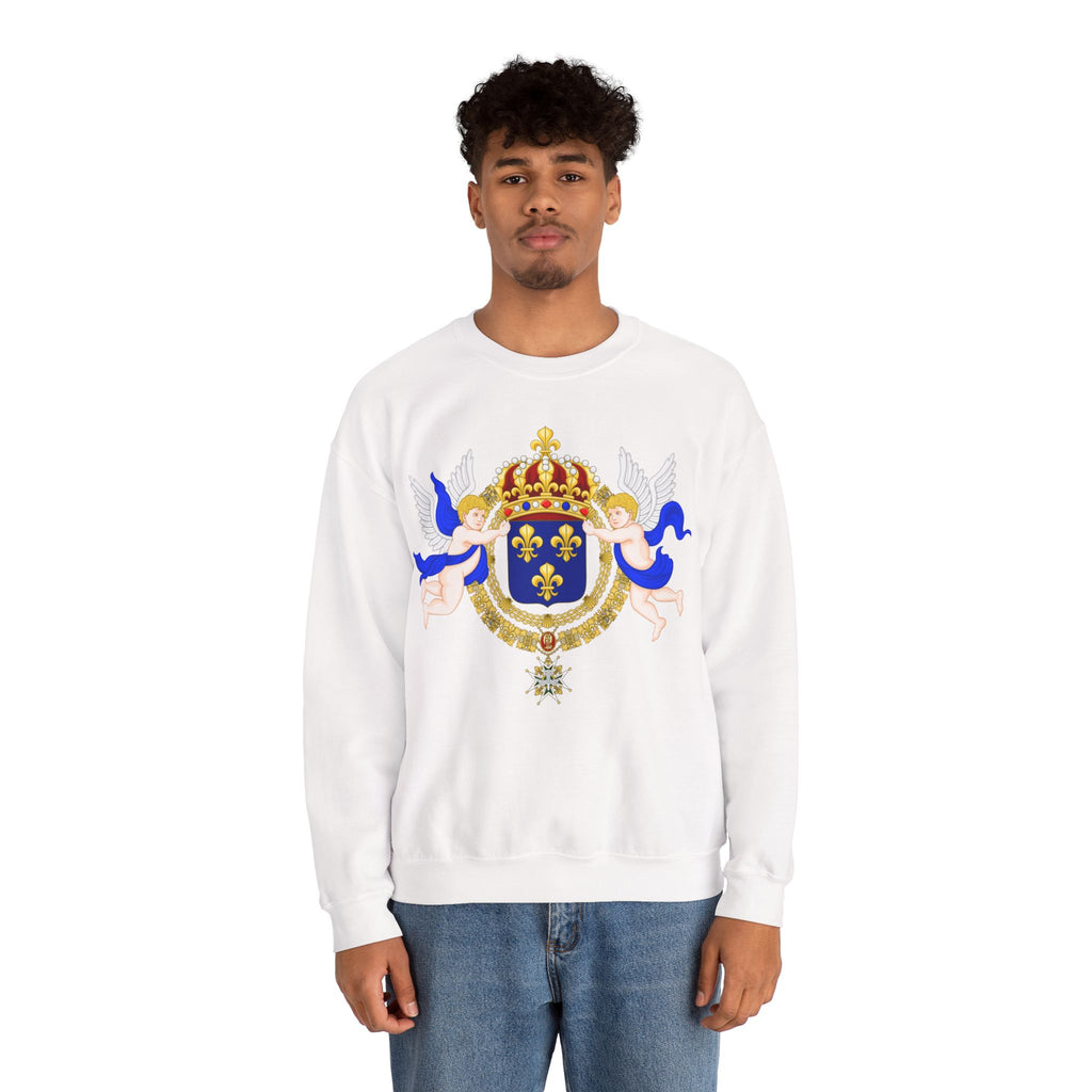 Royal Fleur-de-Lis Crest Sweatshirt - Vintage Heraldic Crown Graphic Crewneck