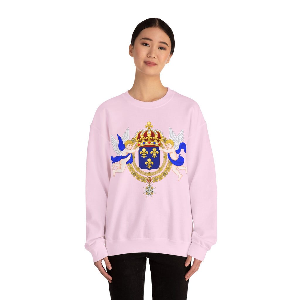 Royal Fleur-de-Lis Crest Sweatshirt - Vintage Heraldic Crown Graphic Crewneck