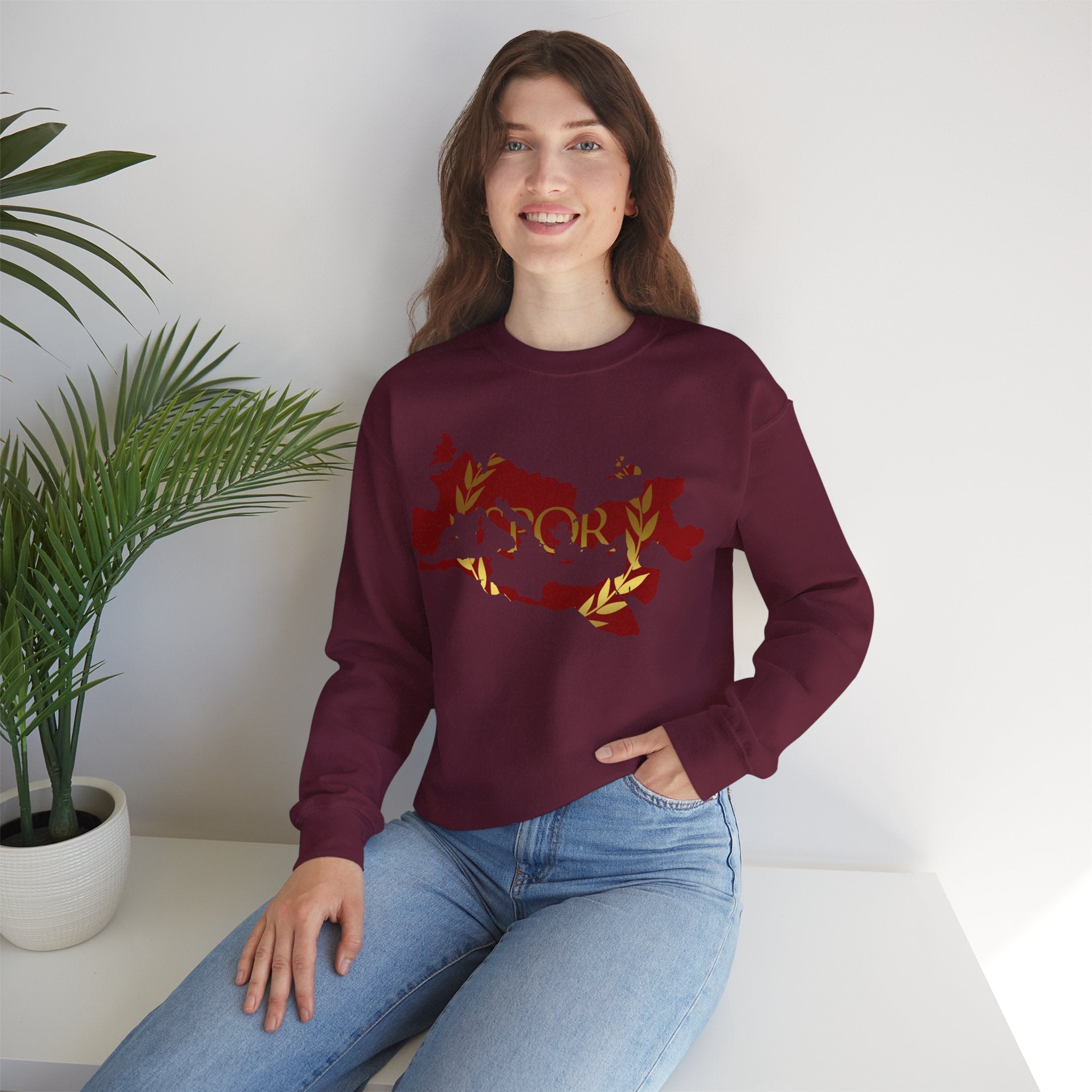 Roman Empire Epic Map and SPQR Logo Crewneck Sweatshirt