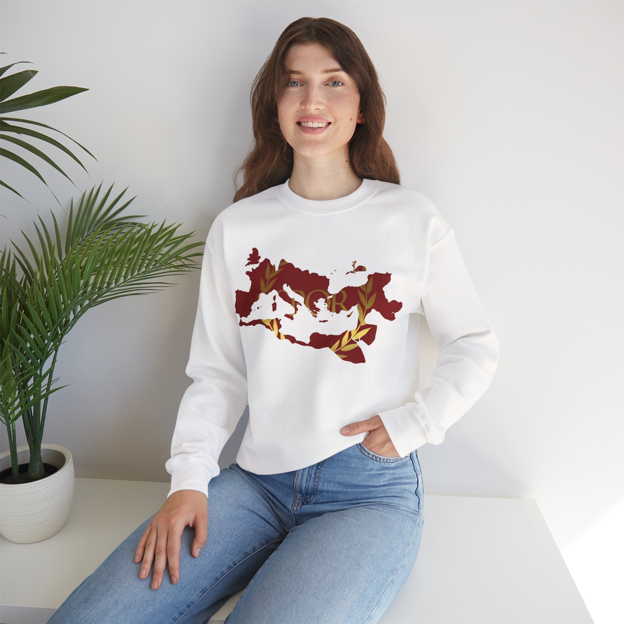 Roman Empire Epic Map and SPQR Logo Crewneck Sweatshirt