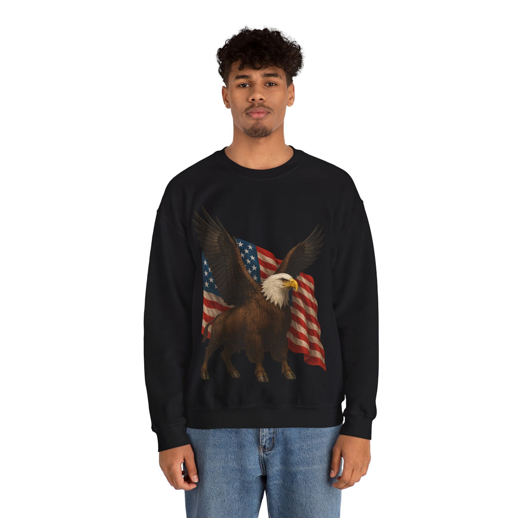 Patriotic Eagle Bison Sweatshirt, USA Symbol Pullover
