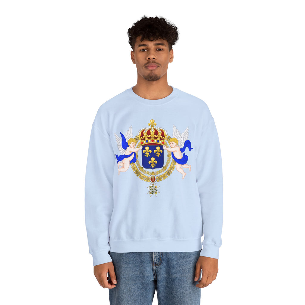 Royal Fleur-de-Lis Crest Sweatshirt - Vintage Heraldic Crown Graphic Crewneck