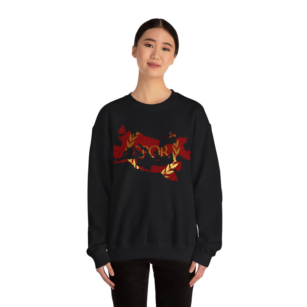 Roman Empire Epic Map and SPQR Logo Crewneck Sweatshirt