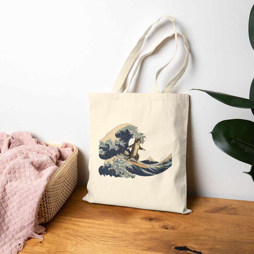 The Great Meow off Kanagawa Canvas Tote Bag